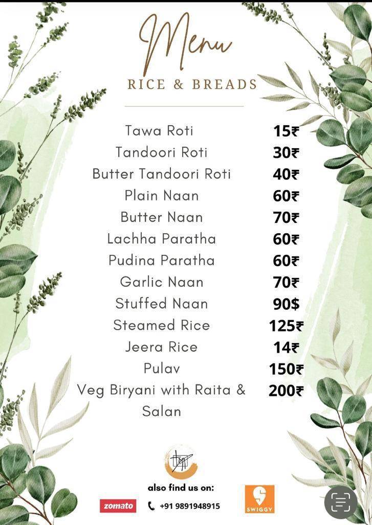 THE MASALA PARCEL by Meeta Sharma menu
