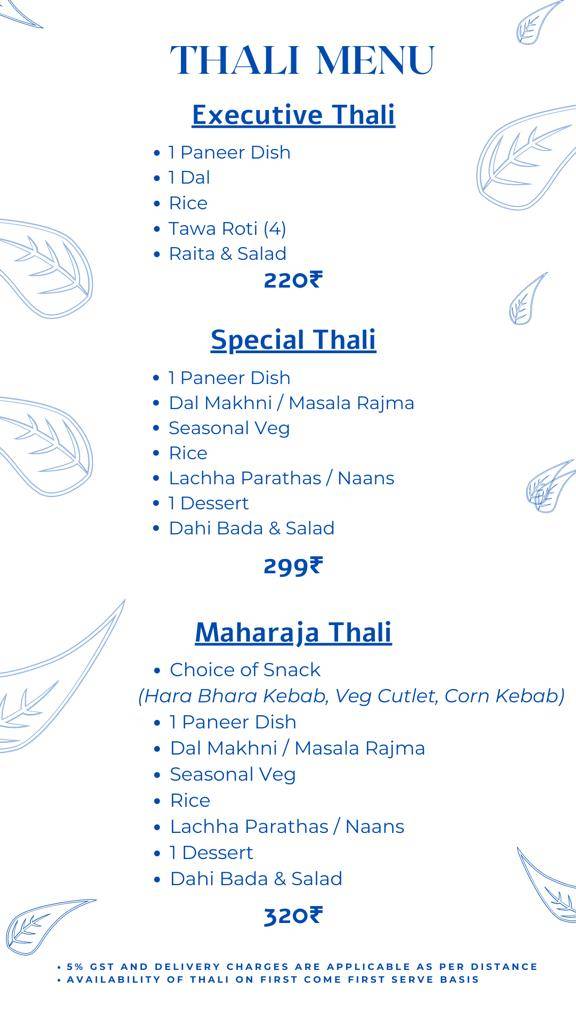 THE MASALA PARCEL by Meeta Sharma menu