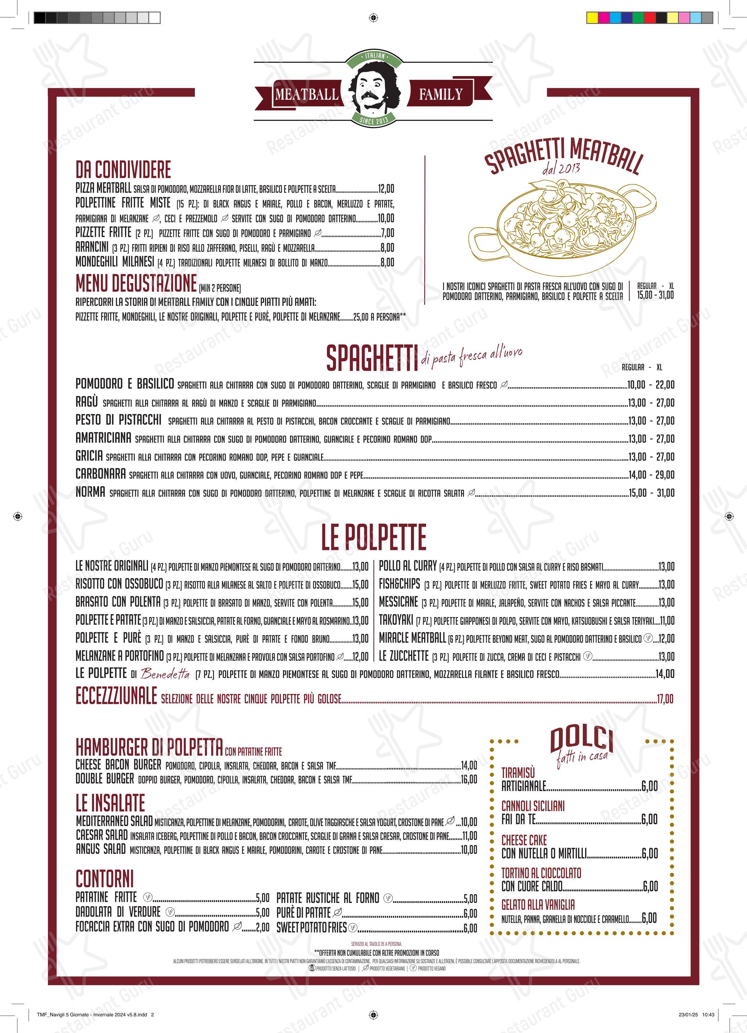 Menu per Meatball Family - Ristorante Navigli | Porta Genova ristorante