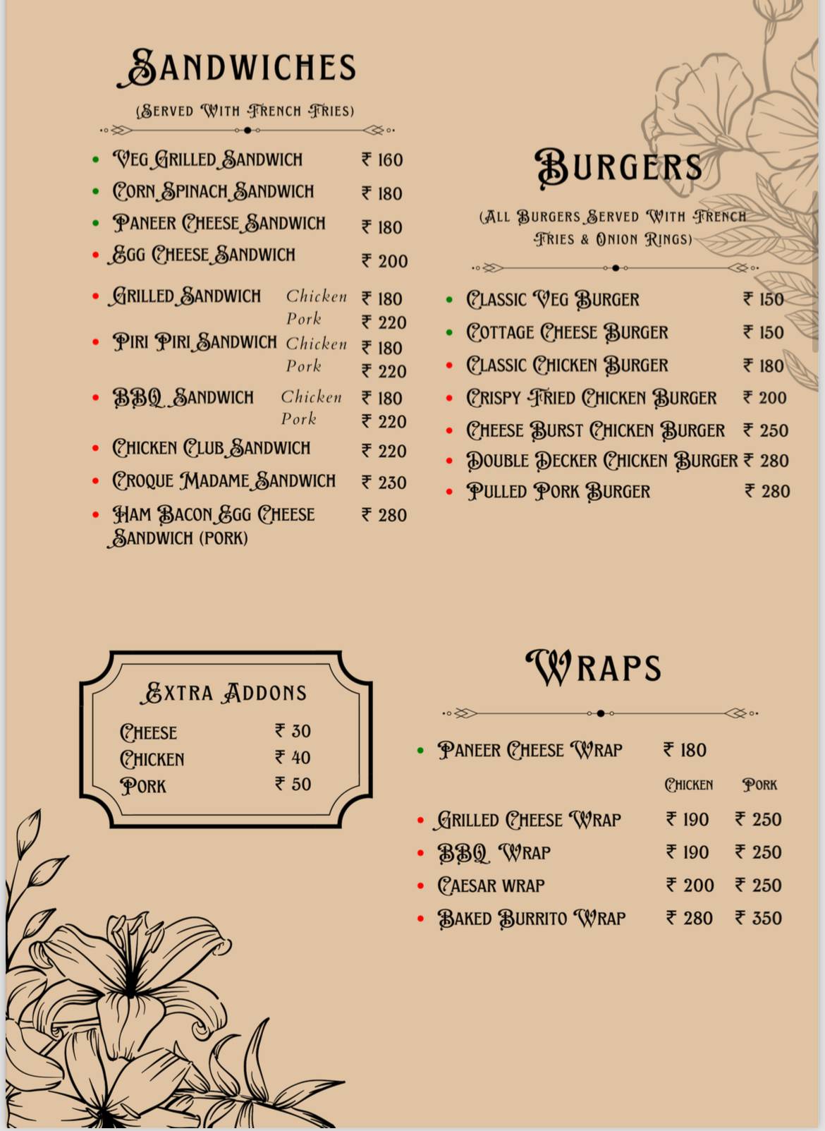 The MidTown Bistro menu