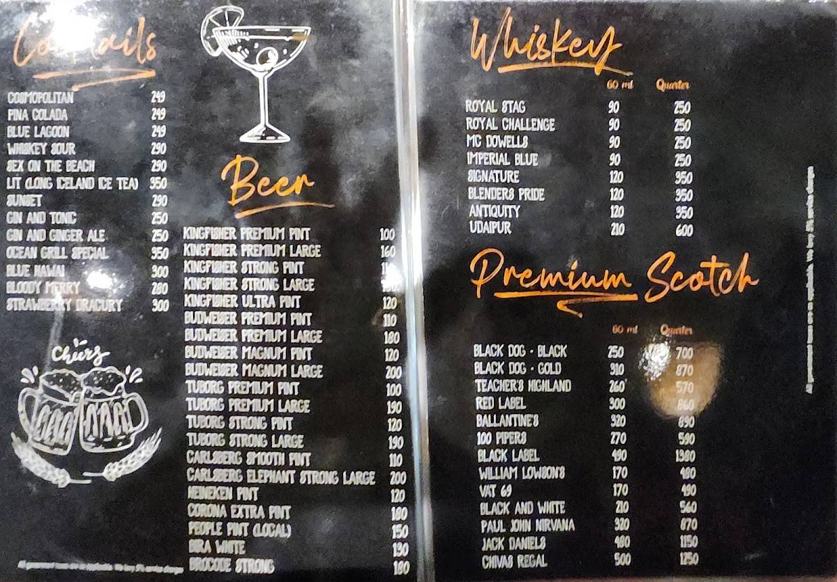 The Ocean Grill menu
