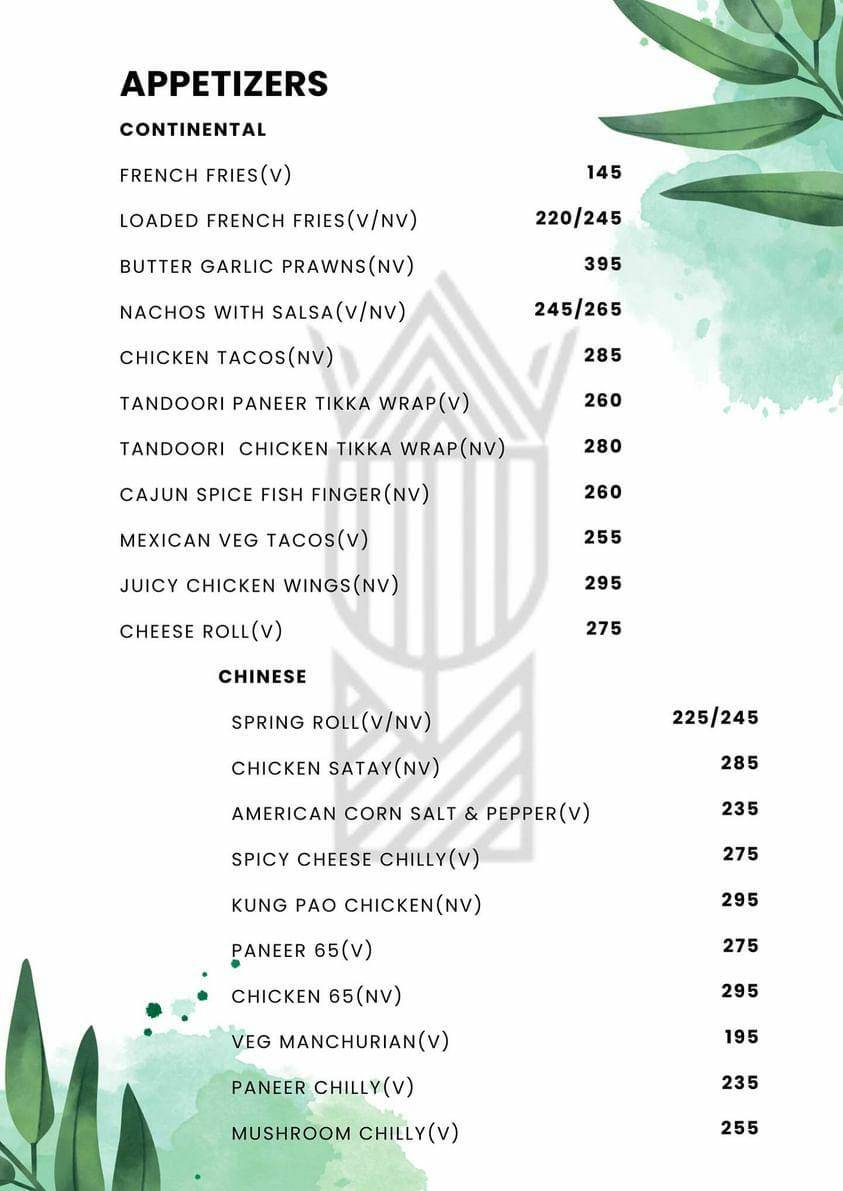 The Rums Cafe menu