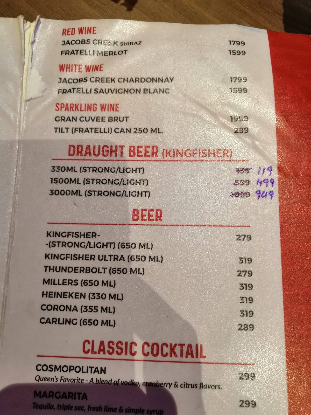 The Saffron Lounge menu