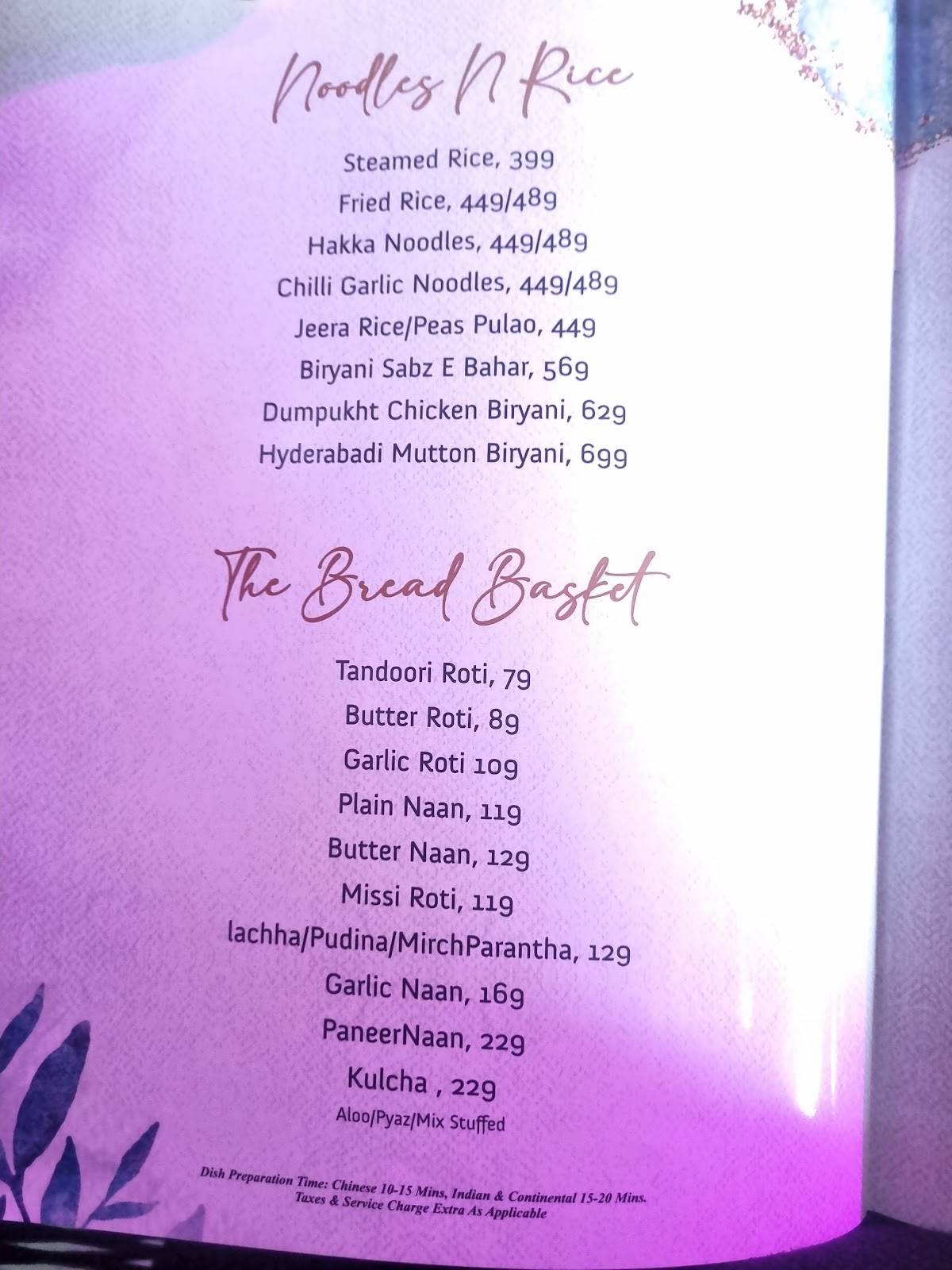 The Salt Cafe menu