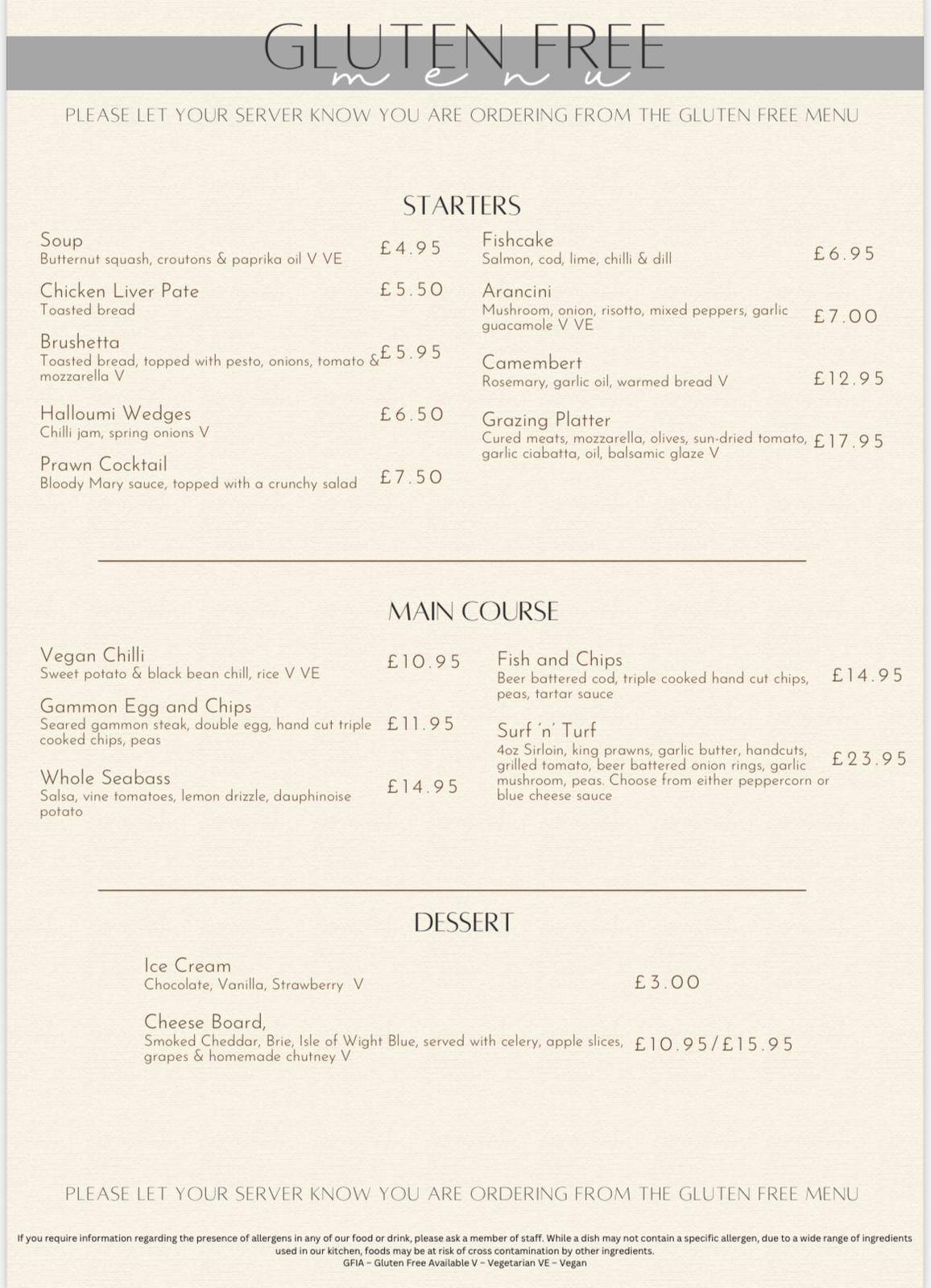 Menu At The Seahorse Pub, Gosport