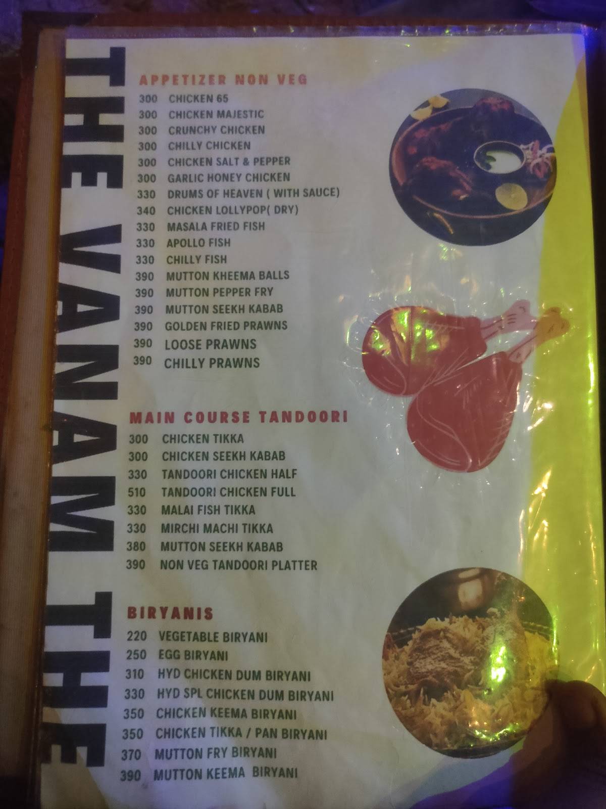 The Vanam Multi Cuisine Theme Restaurant menu