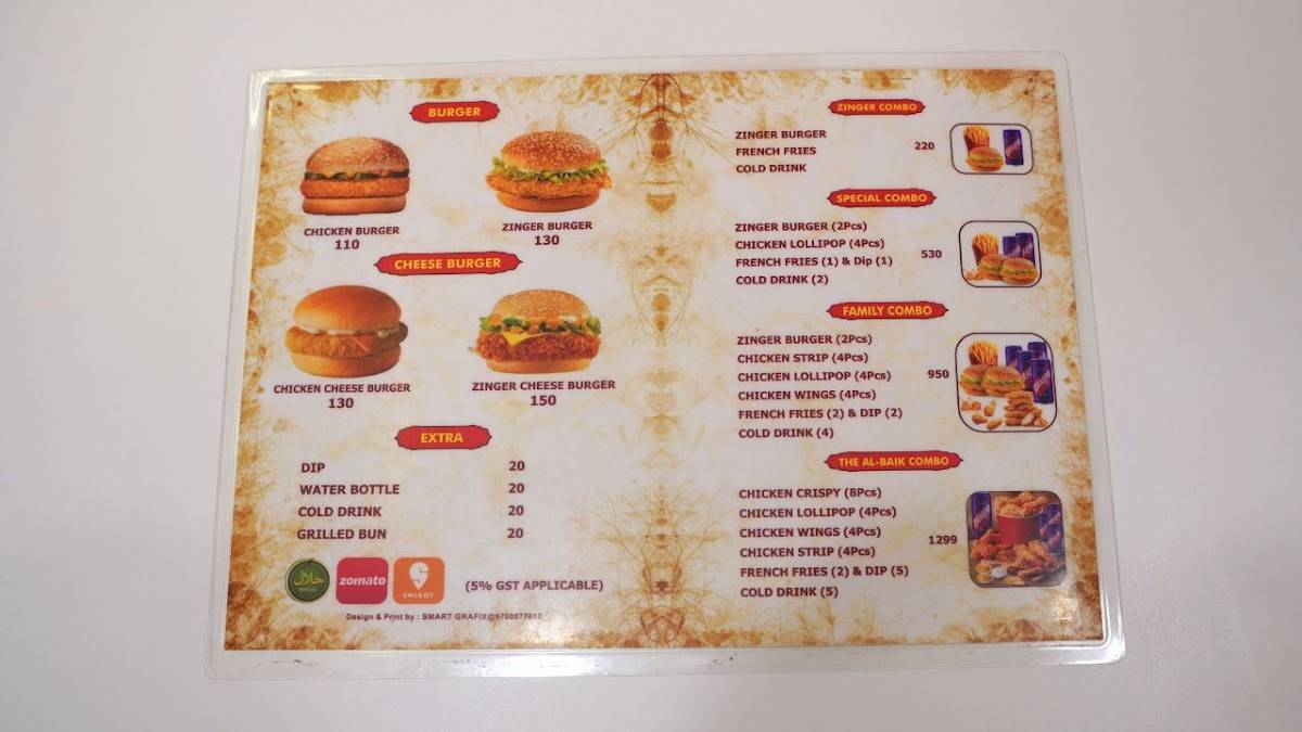 The albaik menu