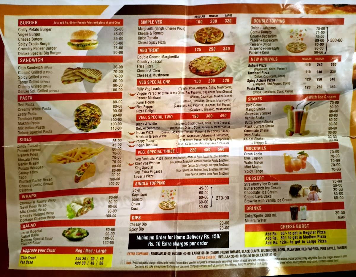 The pizza Connection menu