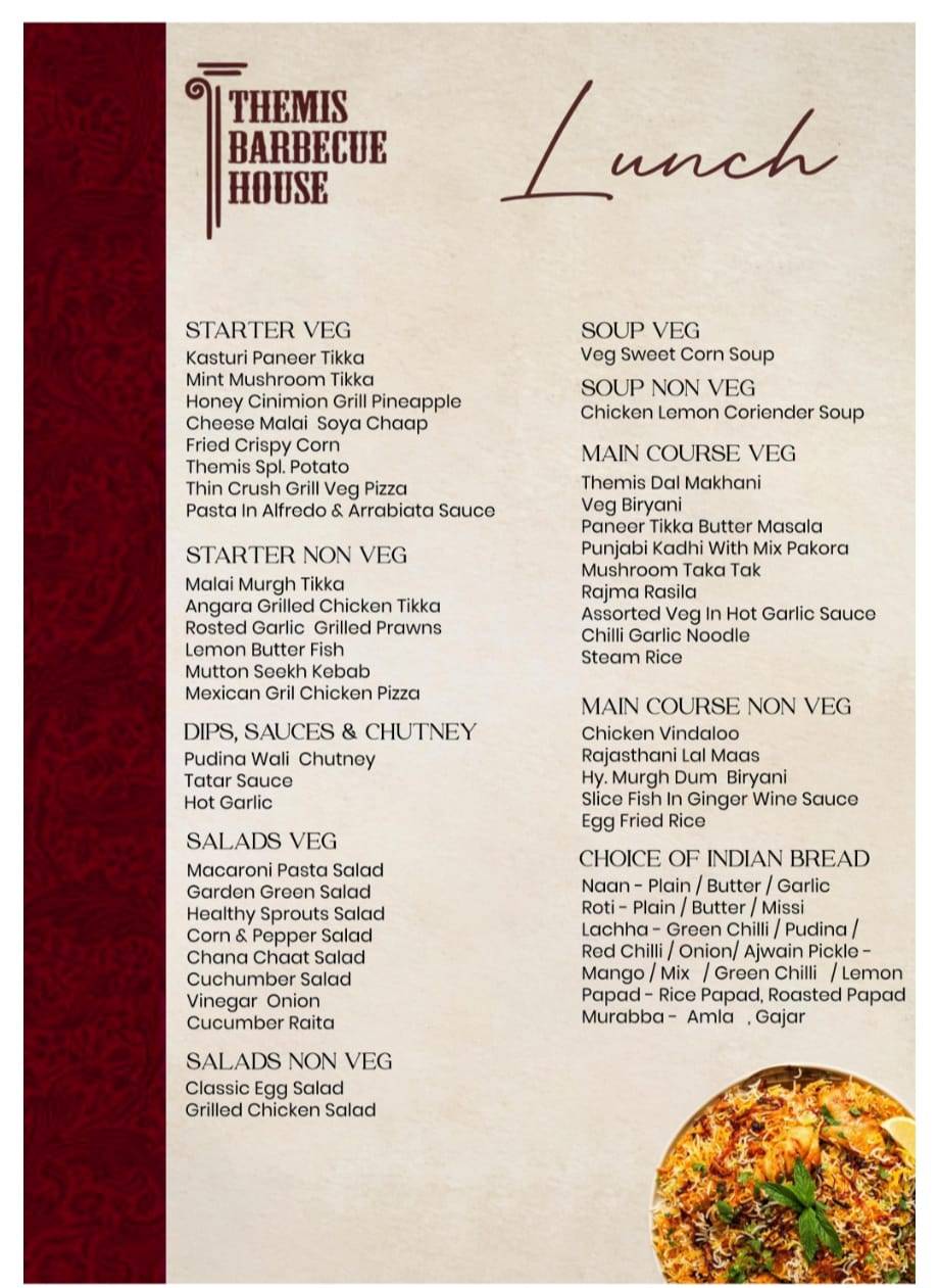 Themis Barbecue House, Ambala menu