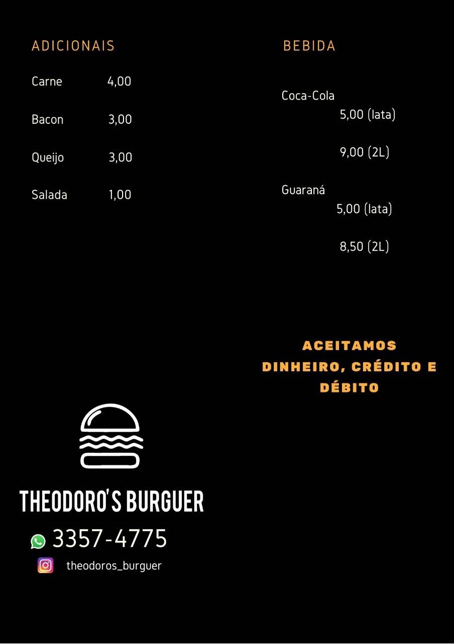 Theodoro's Burguer cardápio