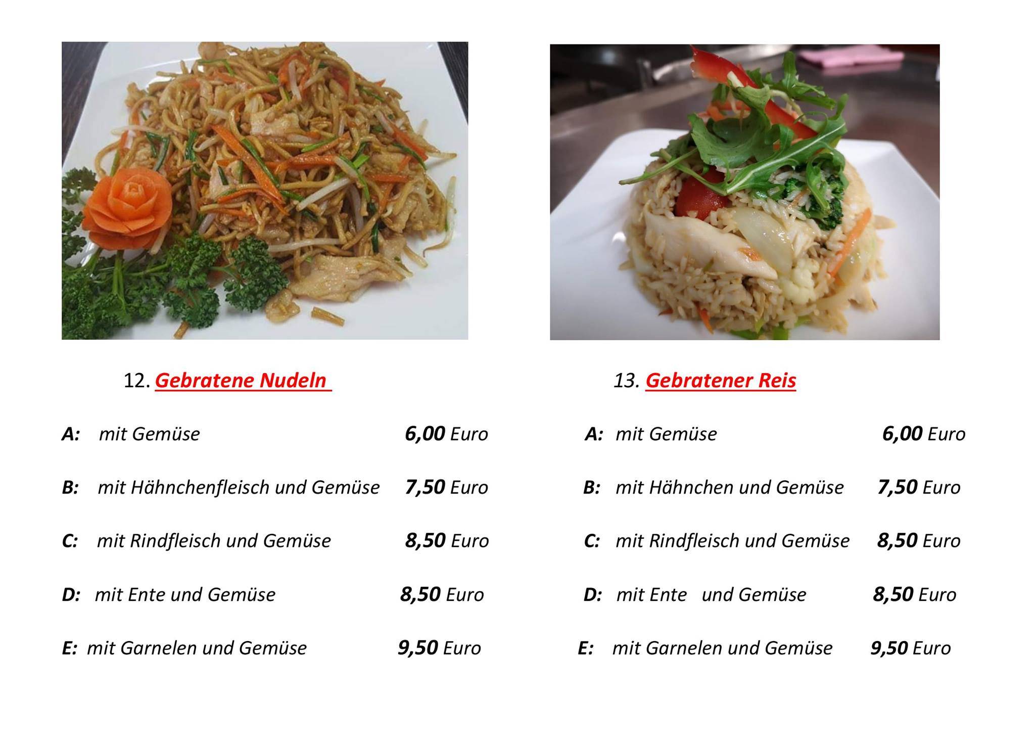 Anna Hoang - China Thai Bistro Spezialitäten Speisekarte von Little Thai restaurant, Emden