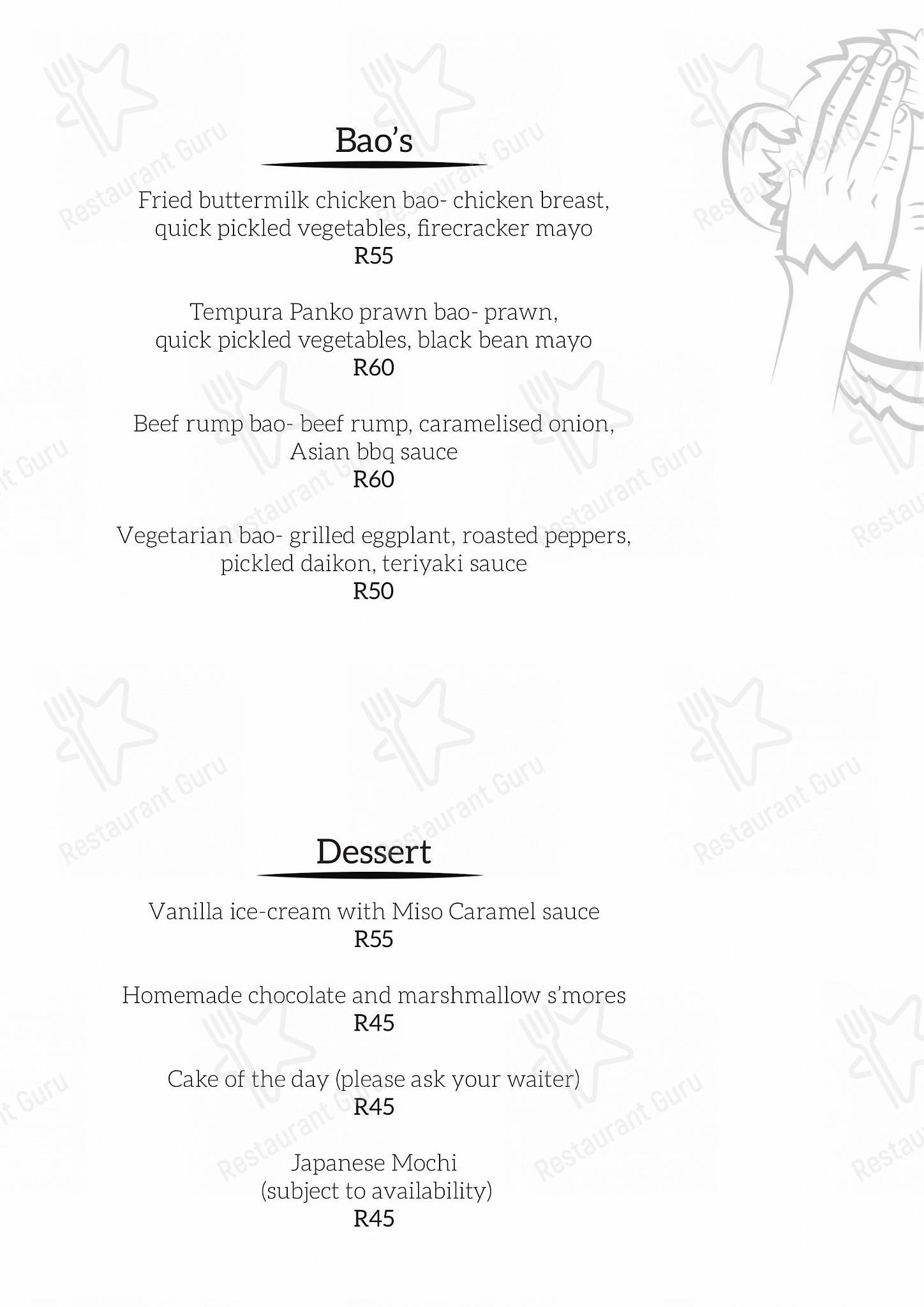 Lunch menu for the Three Wise Monkeys restaurant