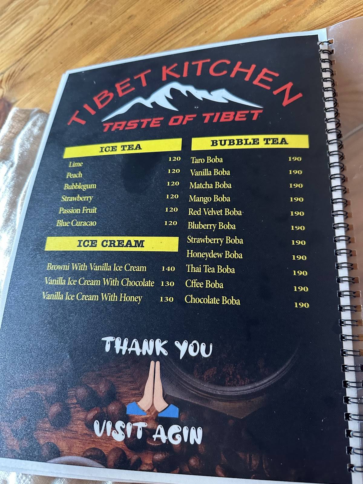 Tibet Kitchen menu