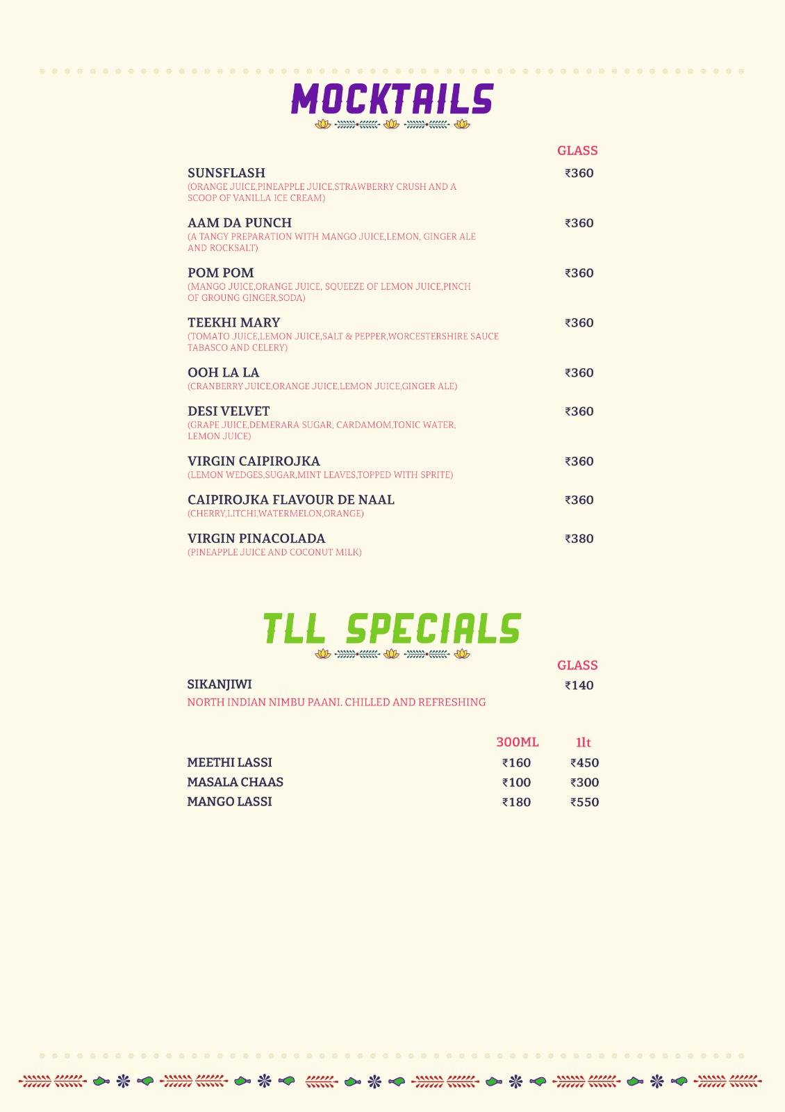 Tim Luck Luck (Bar & Restaurant) menu