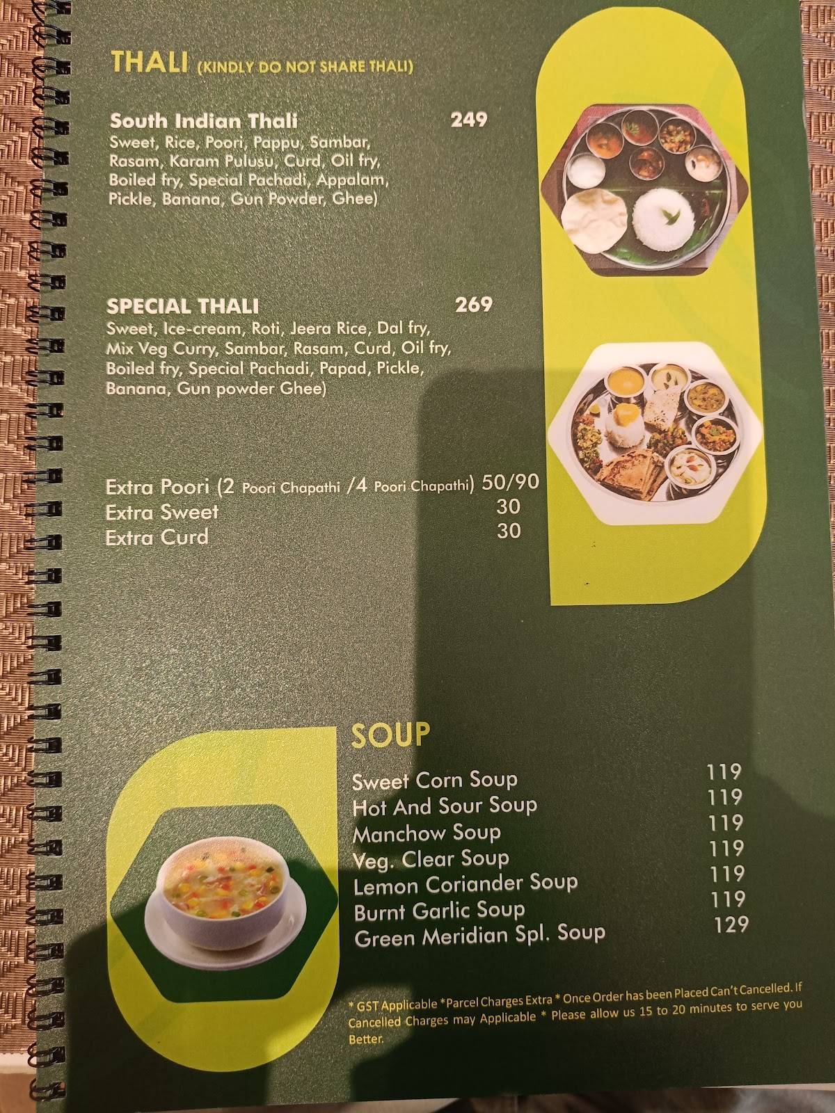 Green Meridian Veg Restaurant menu
