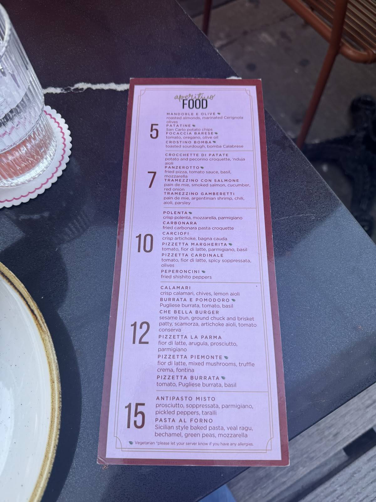 Menu de Oretta King West