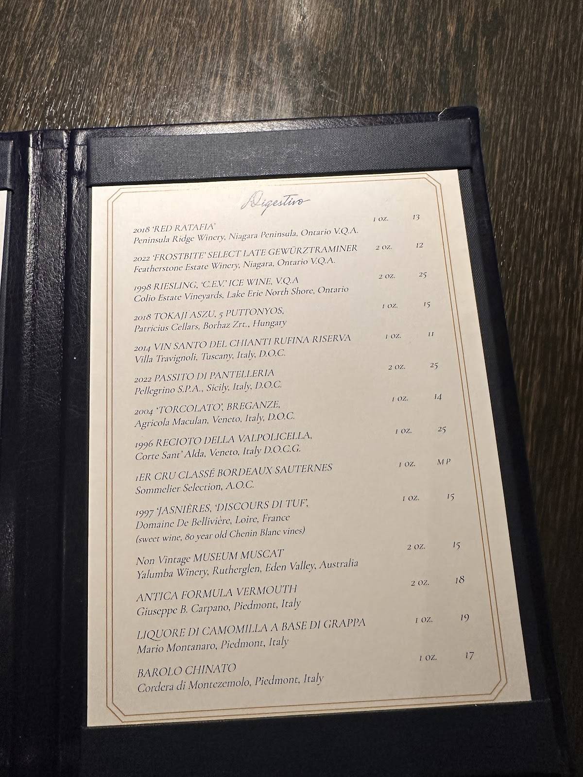 Menu de Via Allegro Ristorante