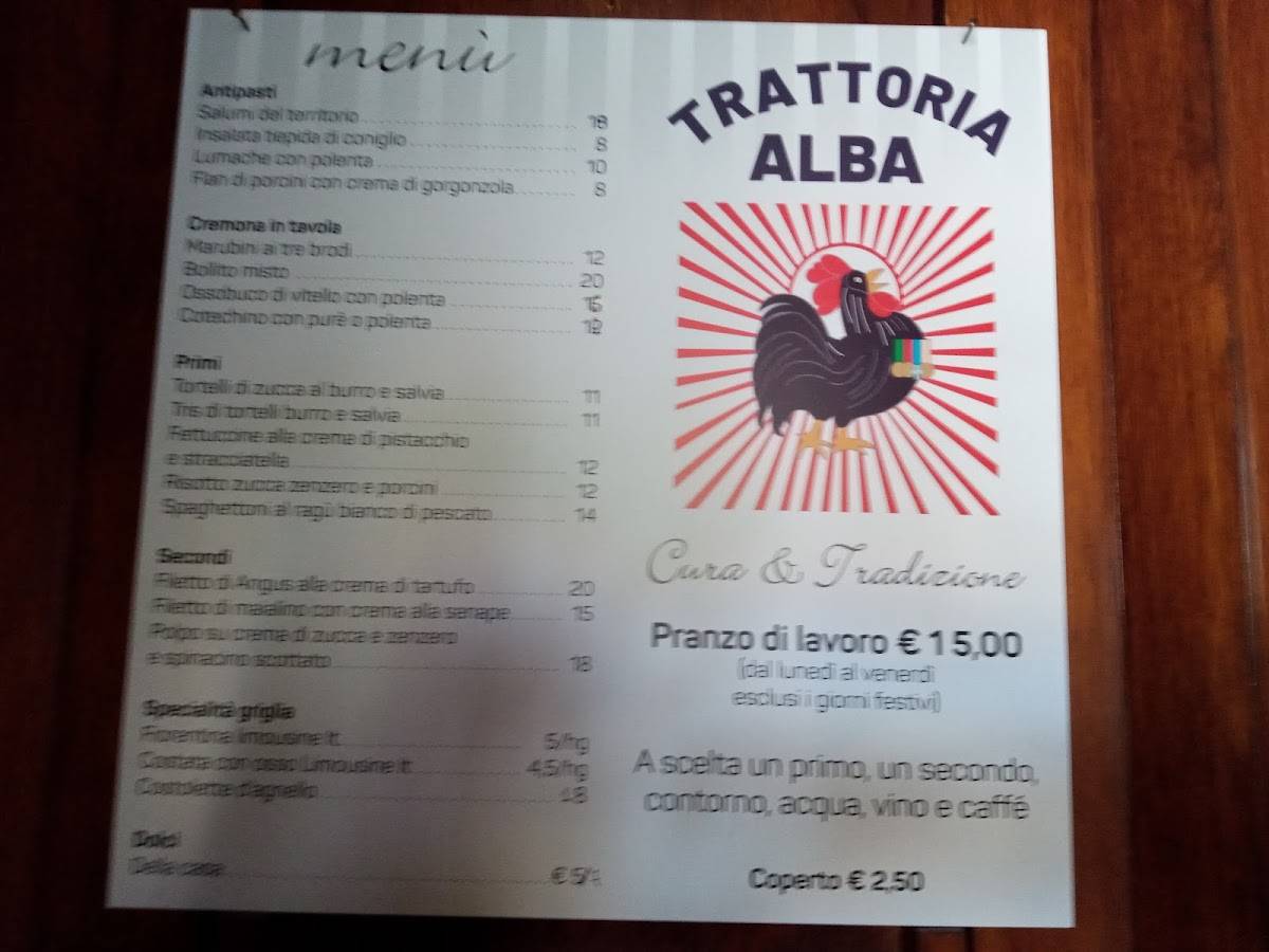 Menu di Trattoria Alba Cremona 