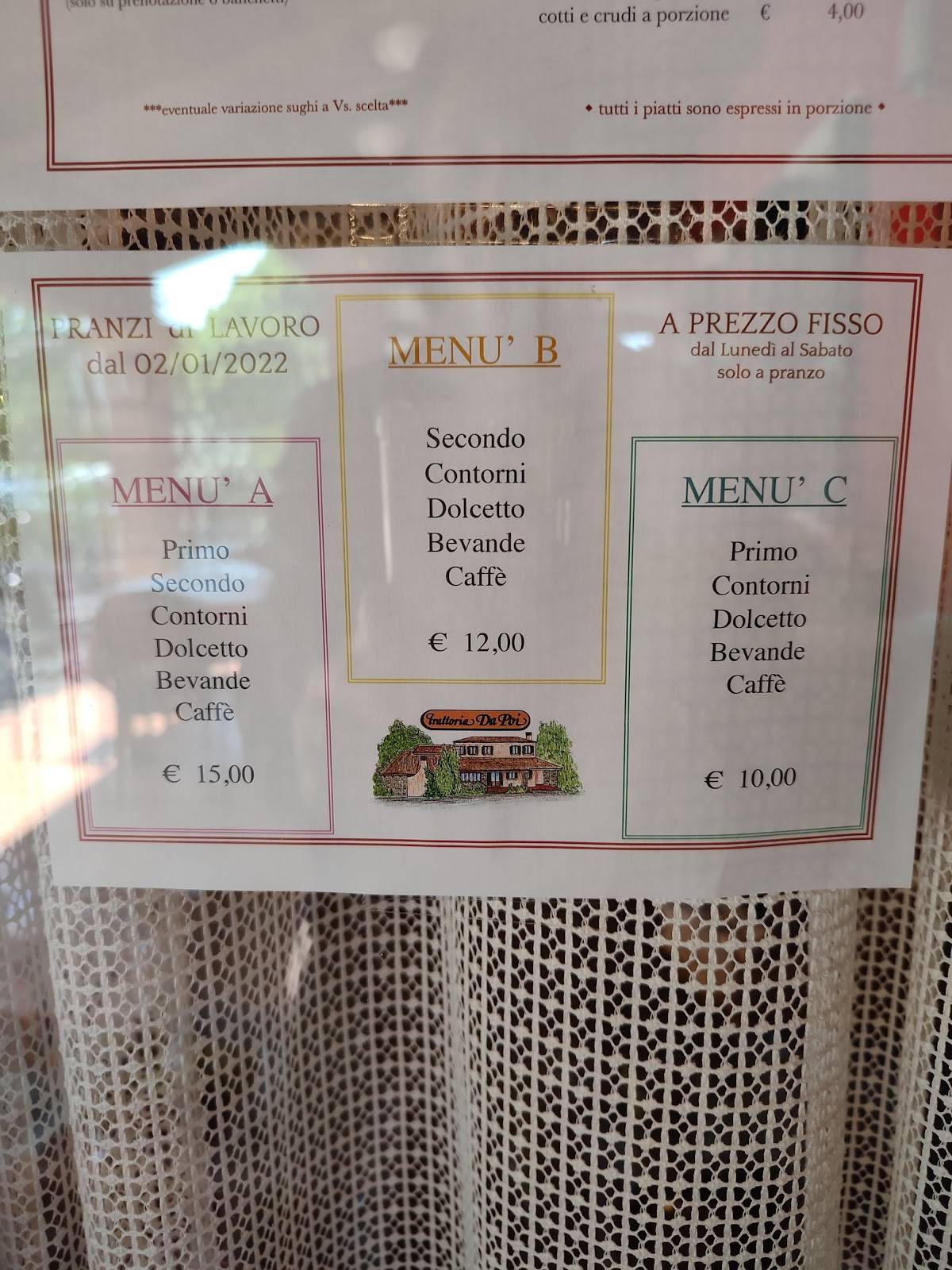 Menu di Trattoria Da Poi 