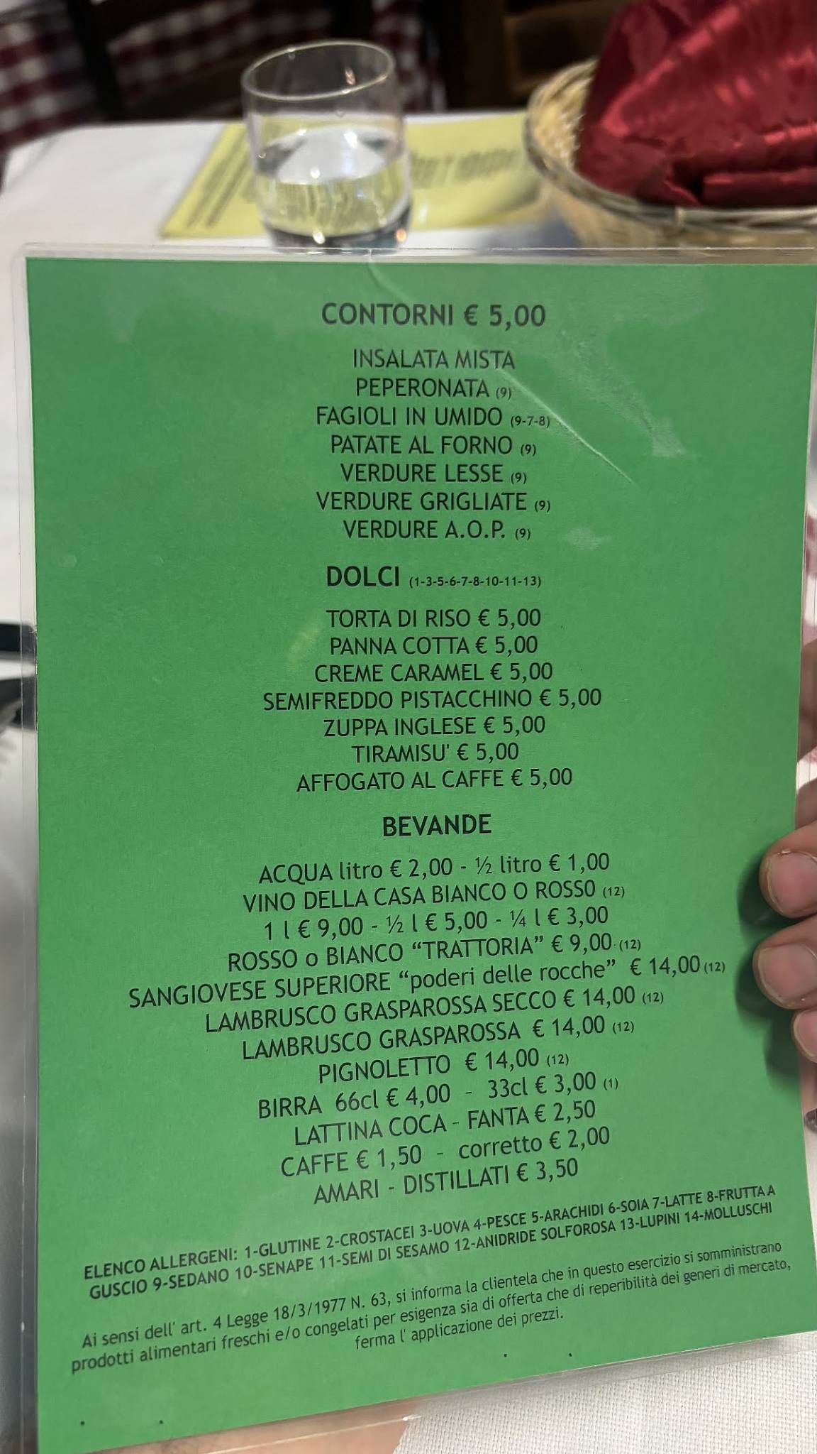 Menu di Trattoria Da Vito 