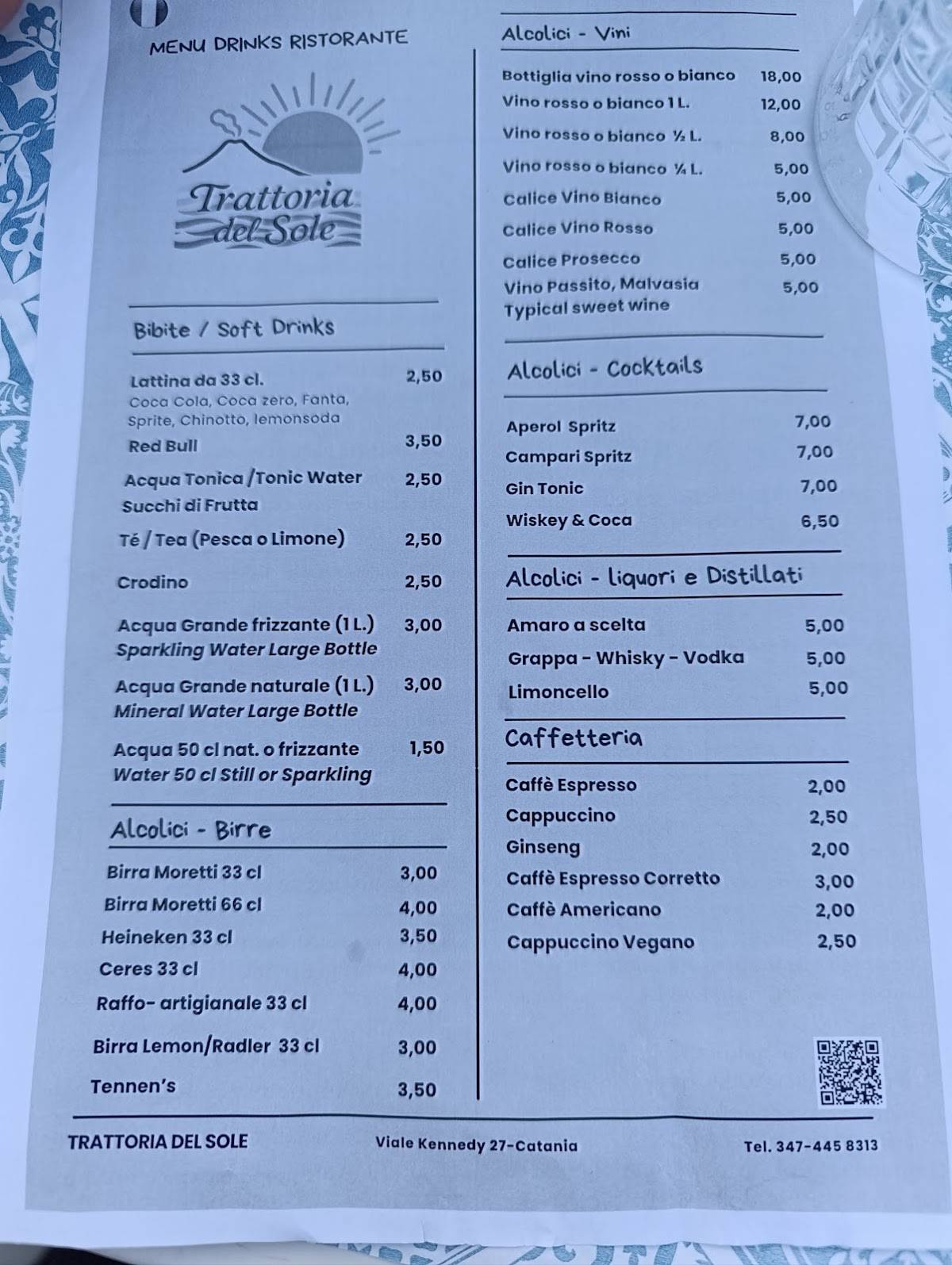 Menu di Trattoria del Sole 