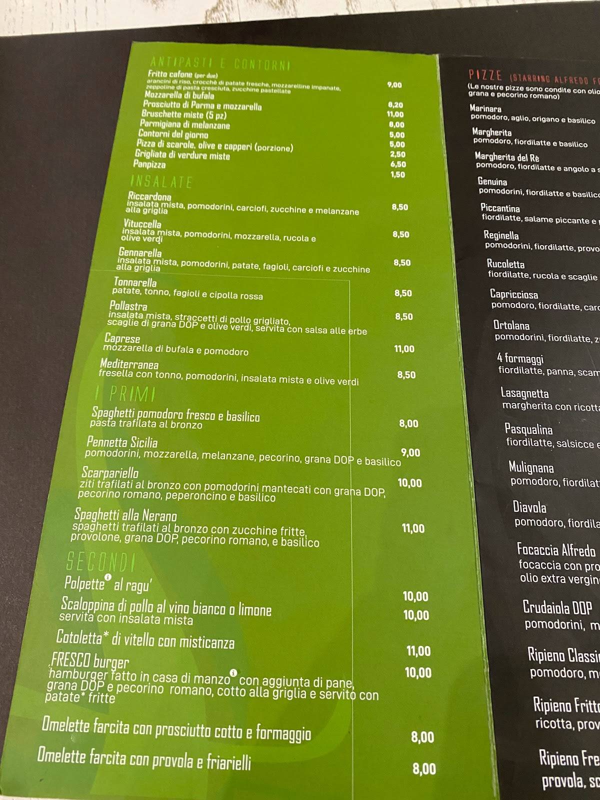 Menu di Fresco Trattoria Pizzeria Termini 
