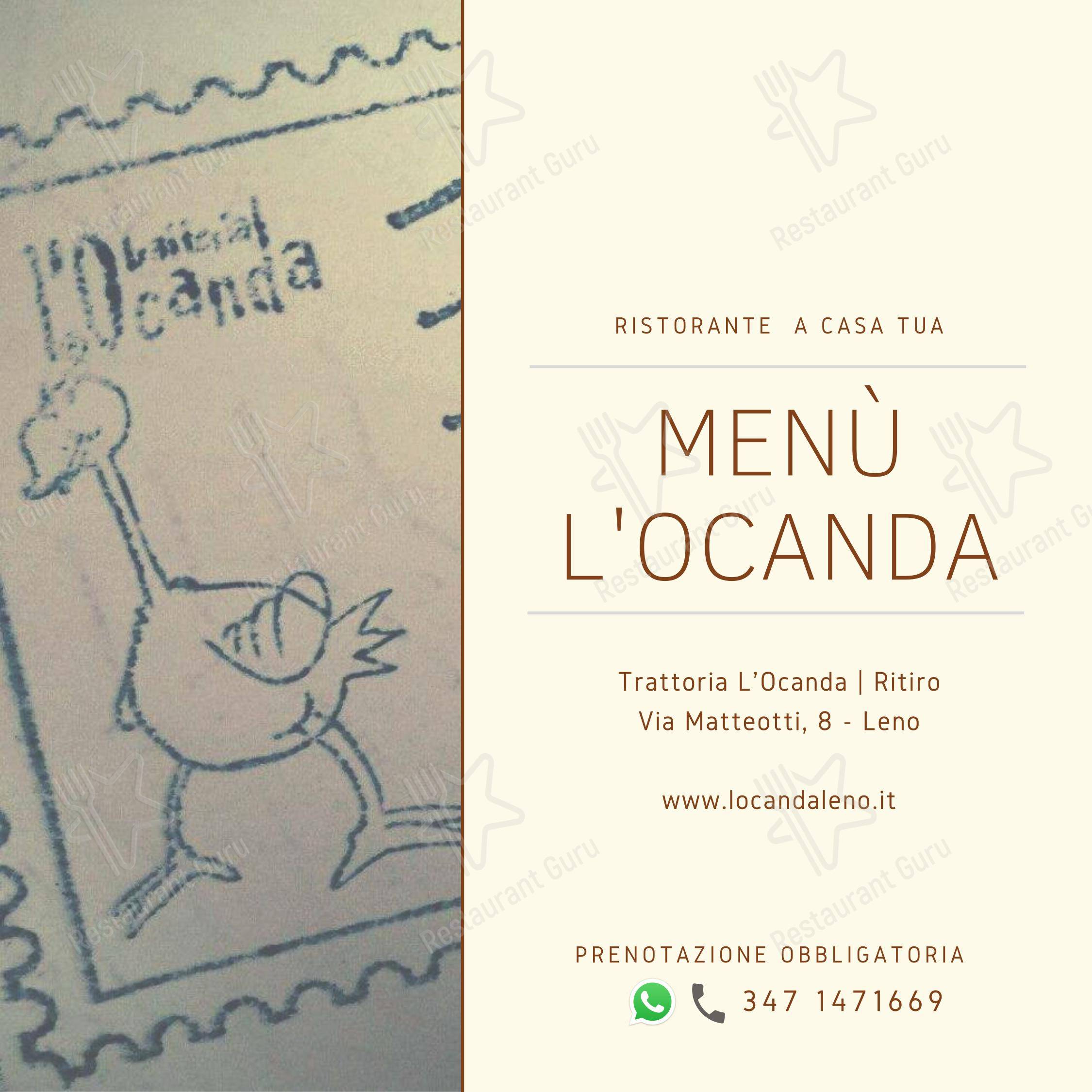 Menu di Trattoria L'Ocanda - Menu bar