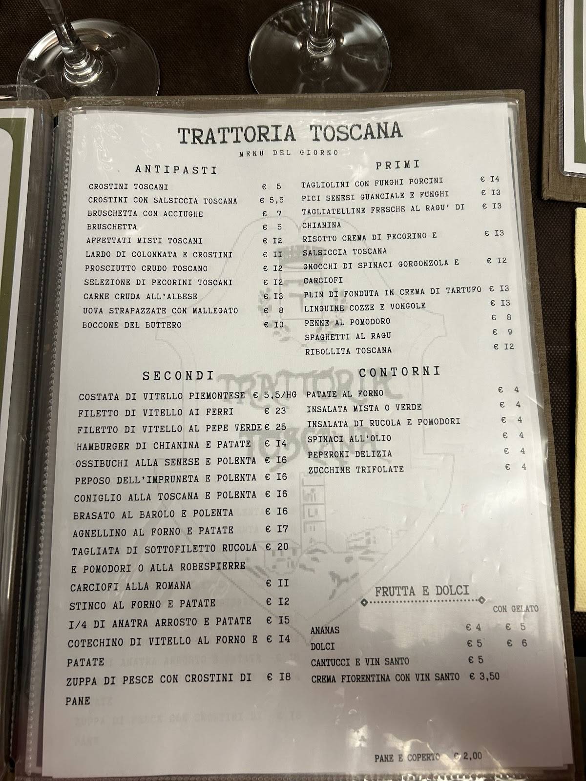 Menu di Trattoria Toscana 