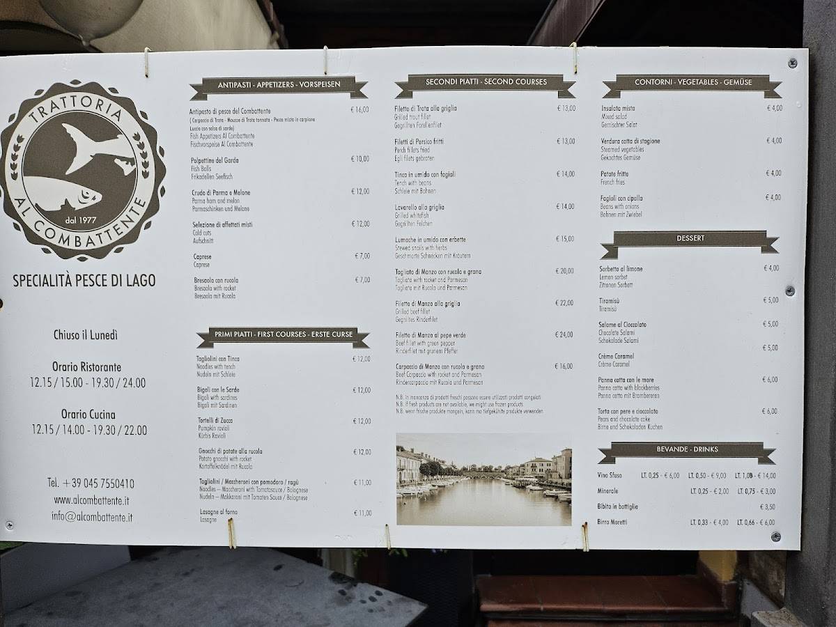Menu di Trattoria al Combattente