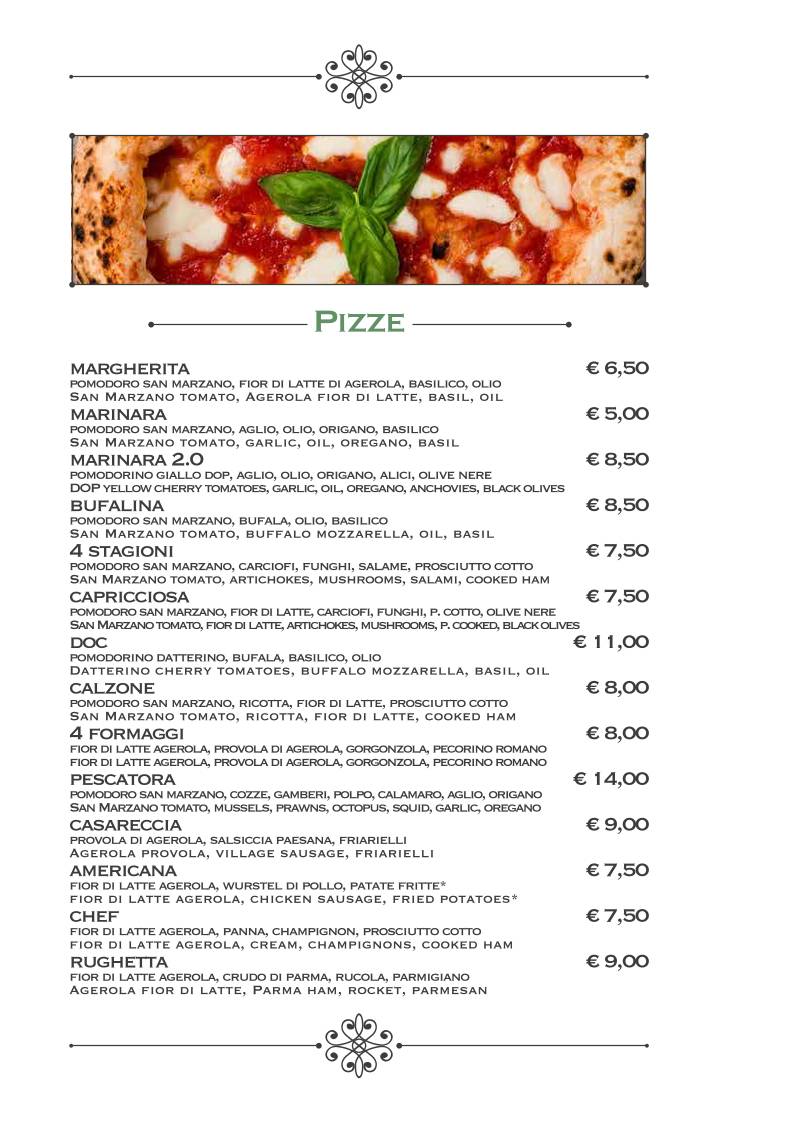 Menu di Trattoria & Pizzeria Nardones Napoli 