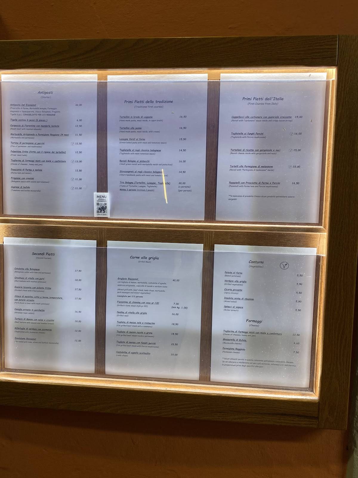 Menu di Trattoria dal Biassanot 