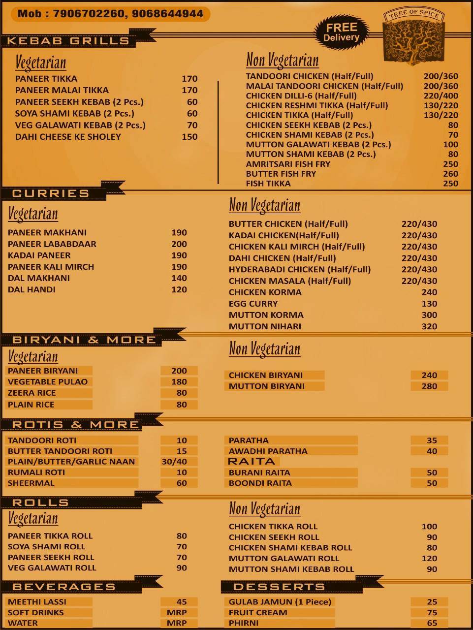 Tree Of Spice menu