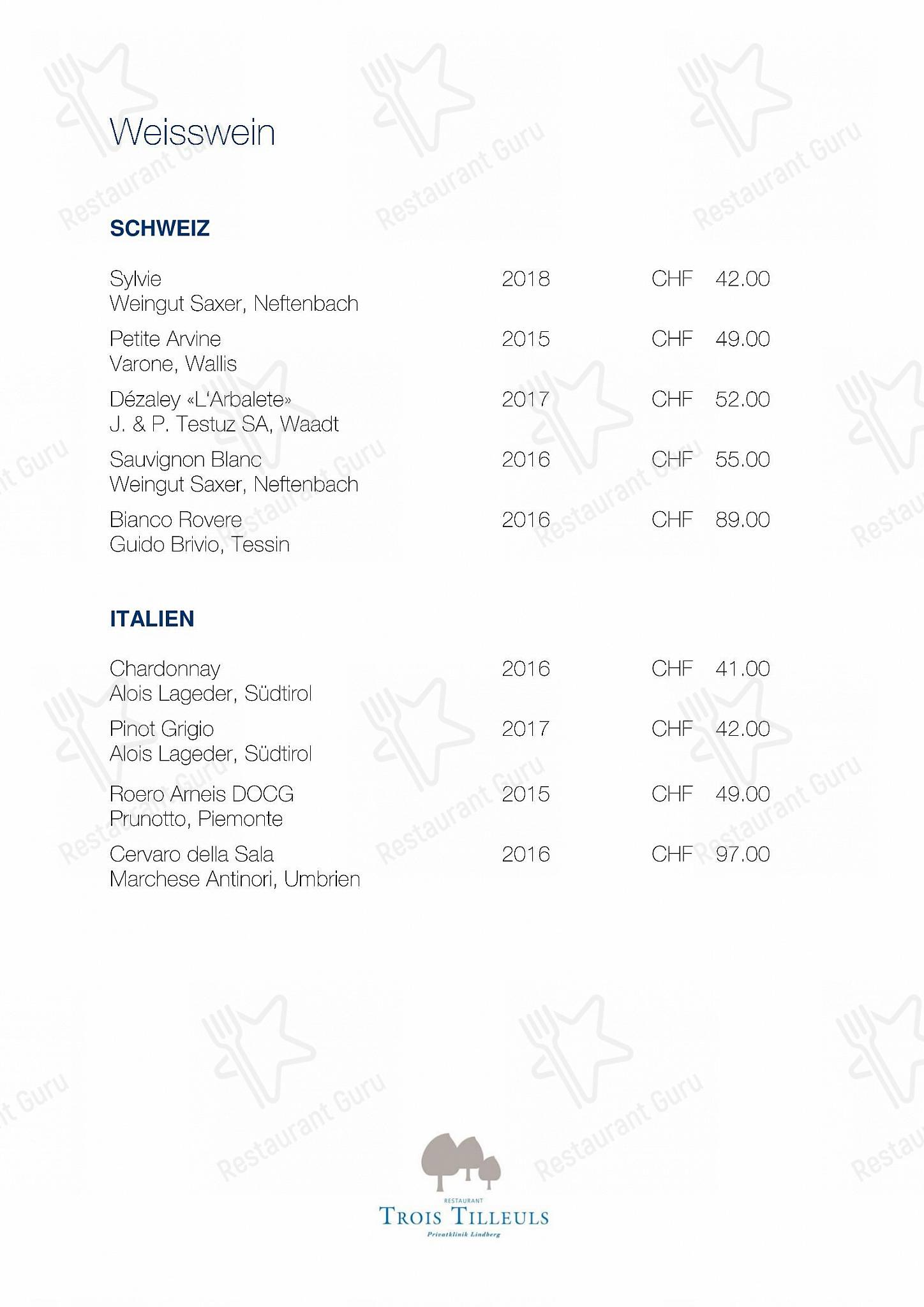 Trois Tilleuls in Winterthur - Menu