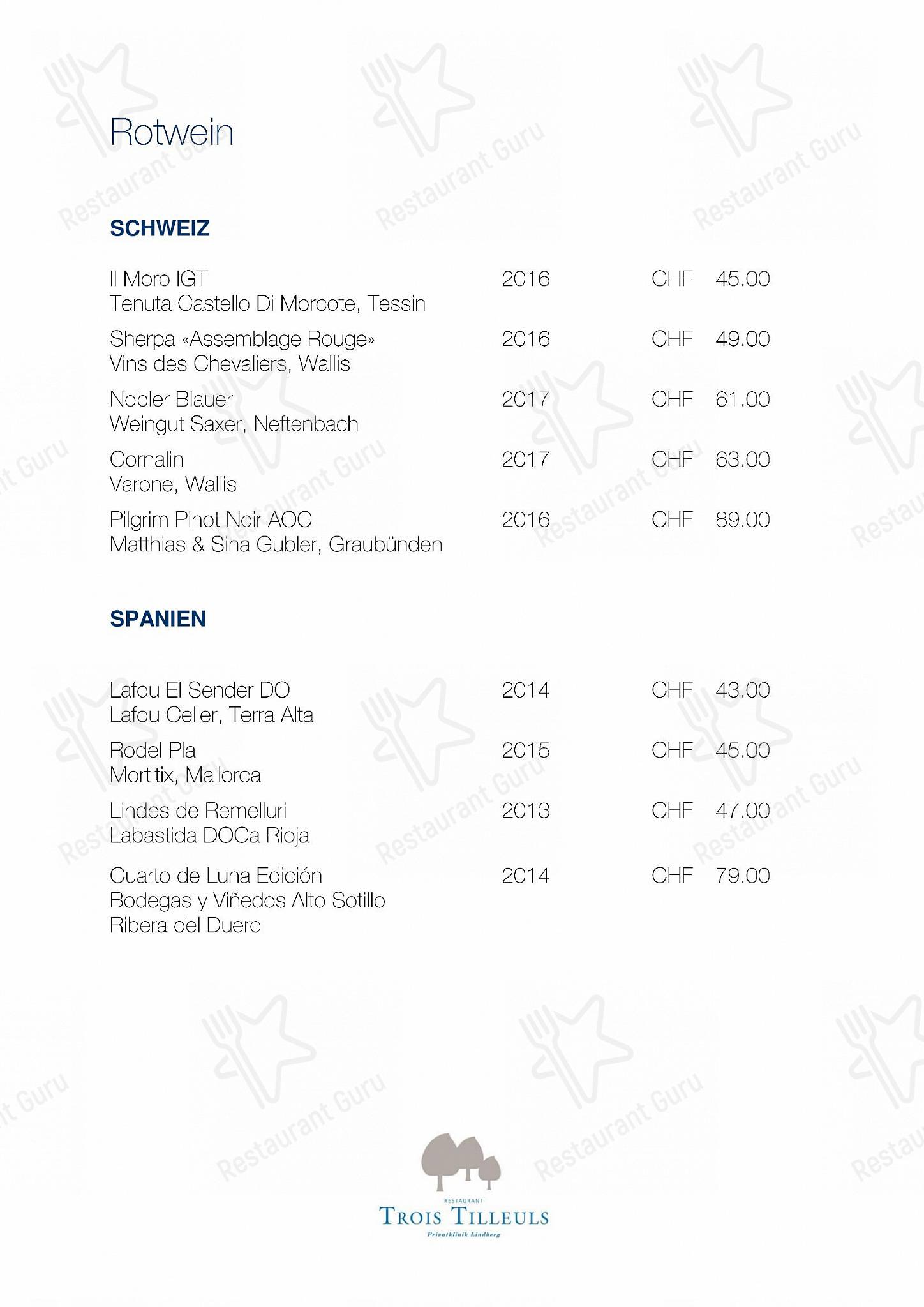 Menu per Trois Tilleuls in Winterthur