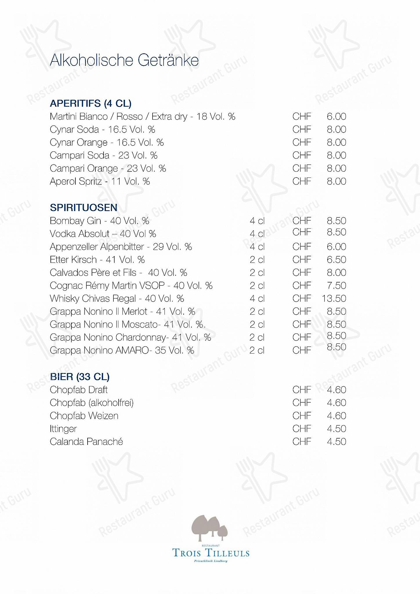 Menu di Trois Tilleuls - Menu