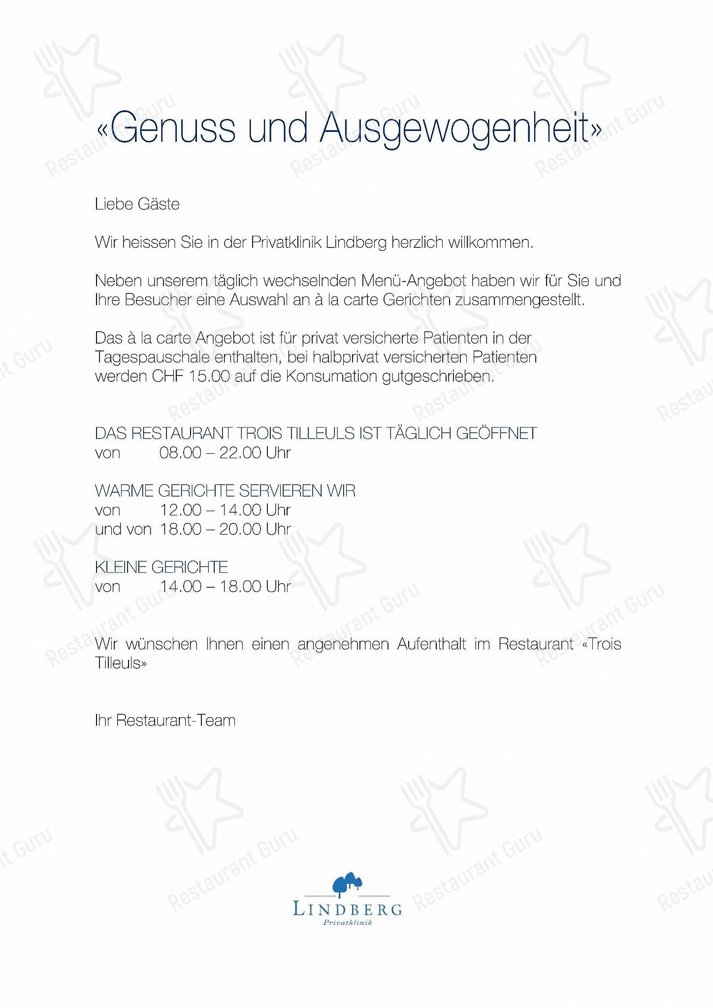 Trois Tilleuls in Winterthur - Menu