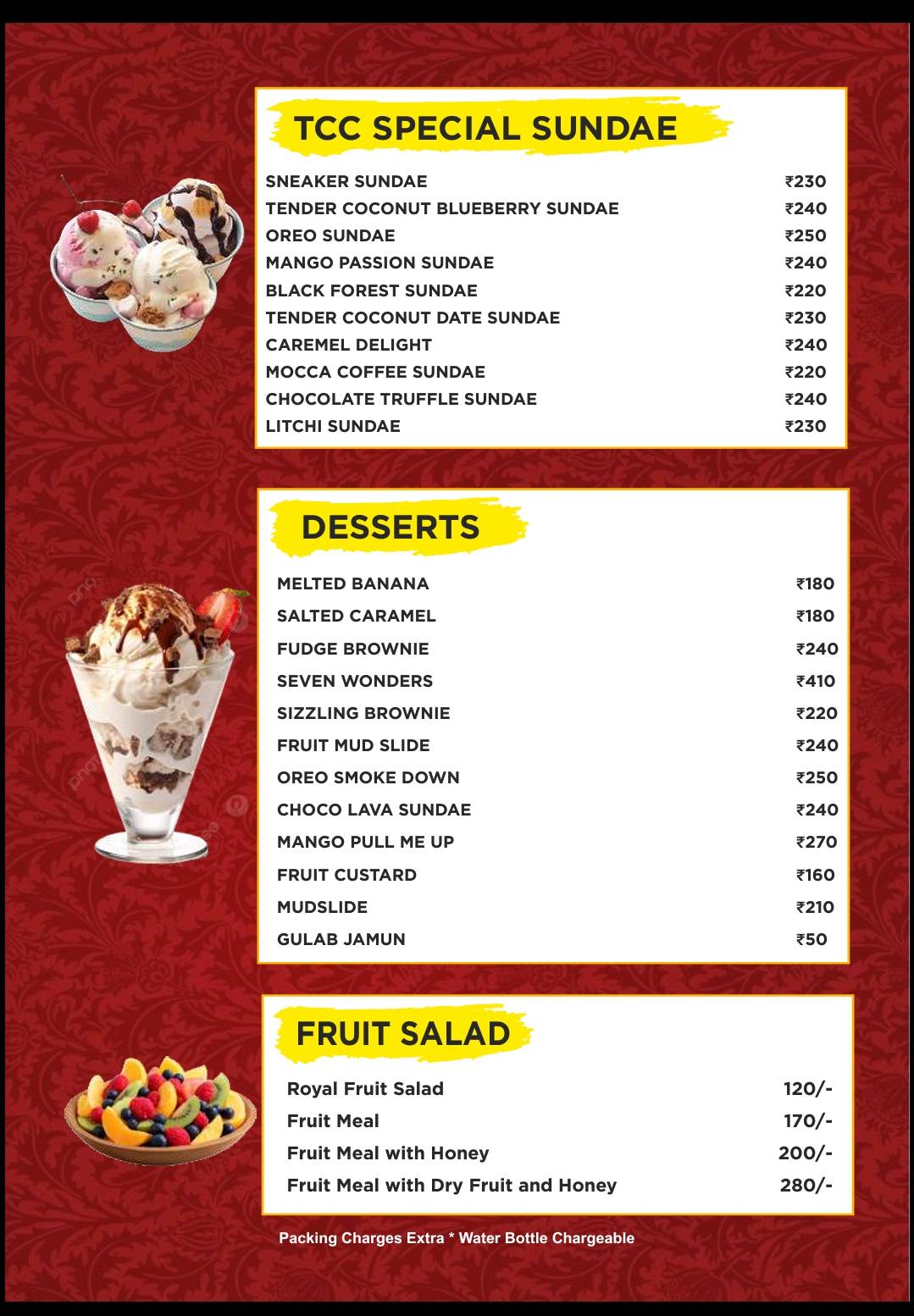 Tropical Cafe & Creamery menu