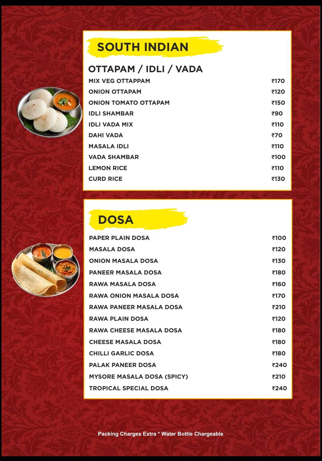 Tropical Cafe & Creamery menu