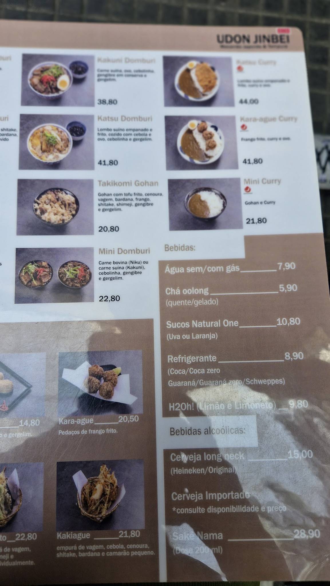 Udon Jinbei cardápio