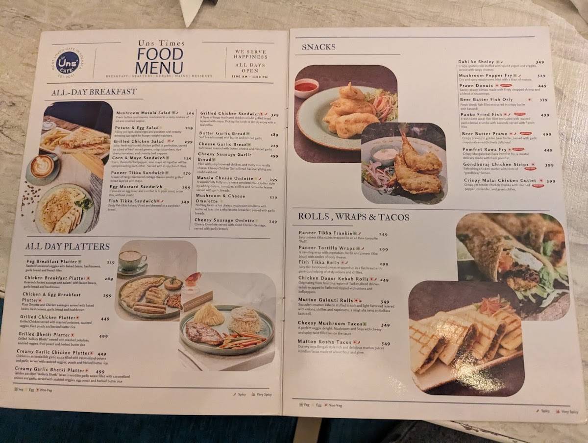 Uns Cafe menu