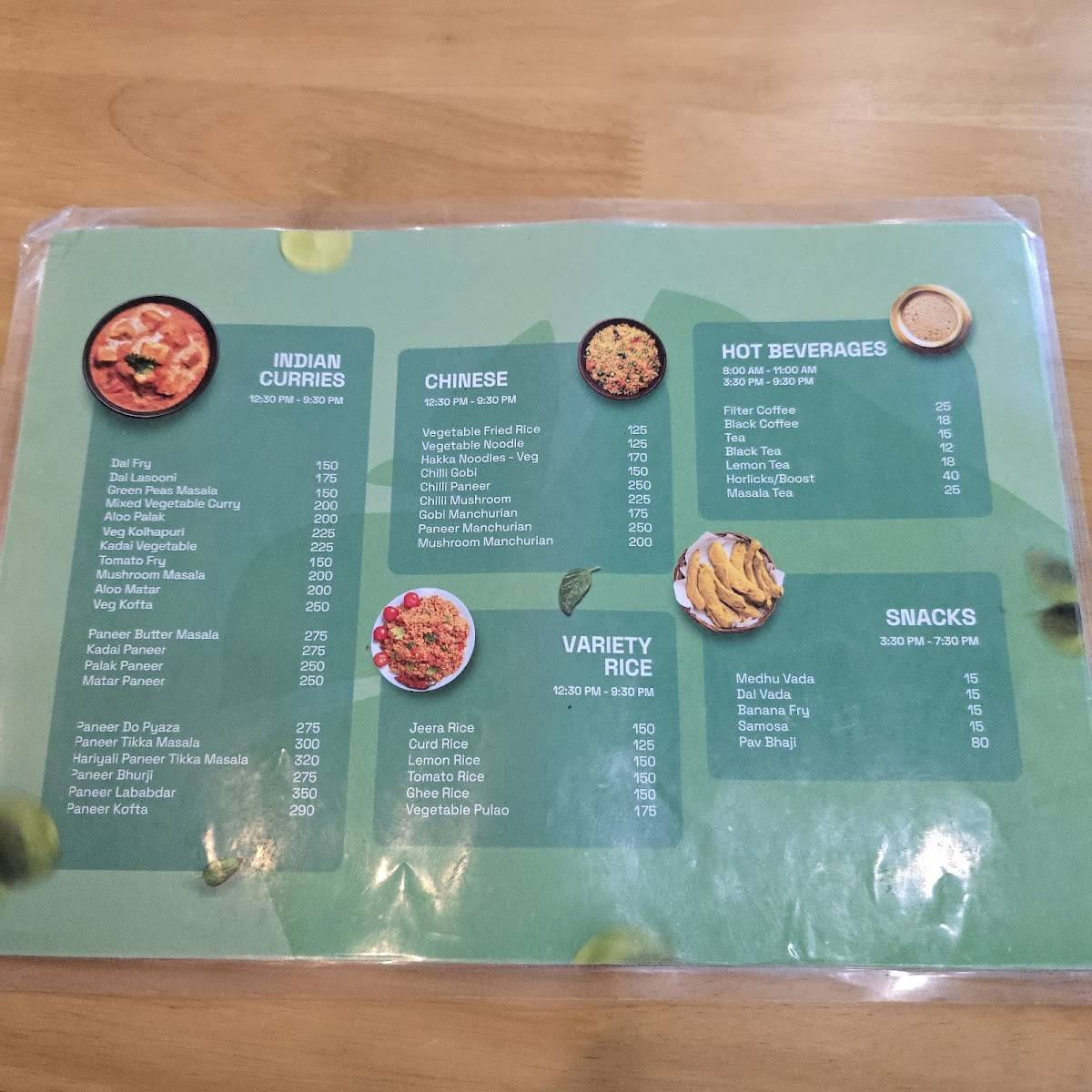 Upahaara restaurant menu