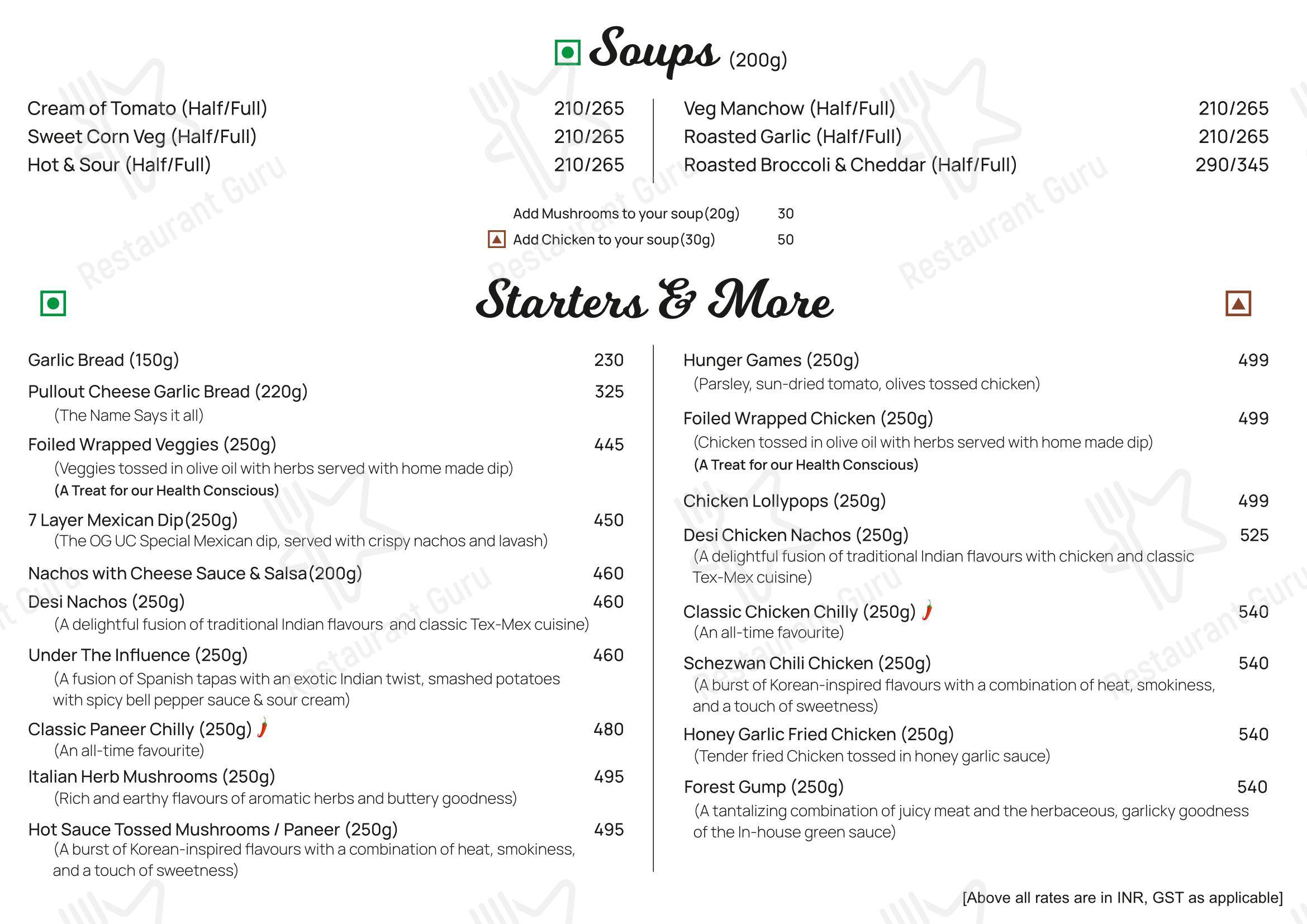 Upper Crust in Ahmedabad - Menu