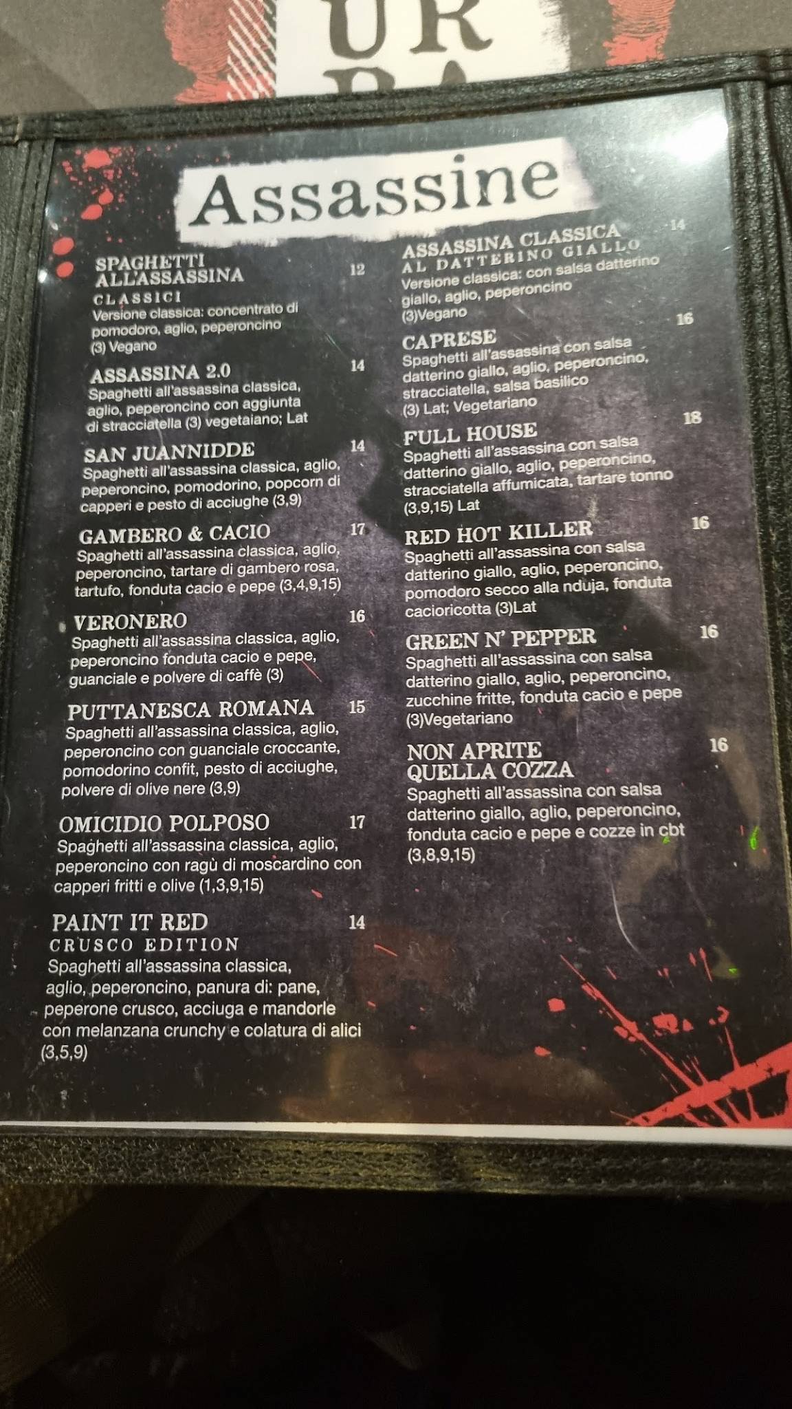 Menu di Urban - L'Assassineria Urbana 