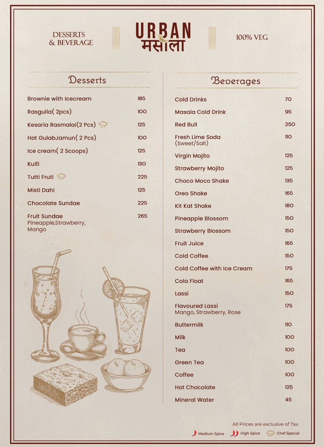 Urban Masala menu