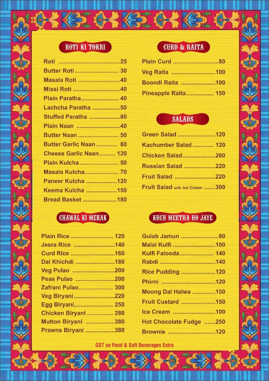 Urban Turban menu