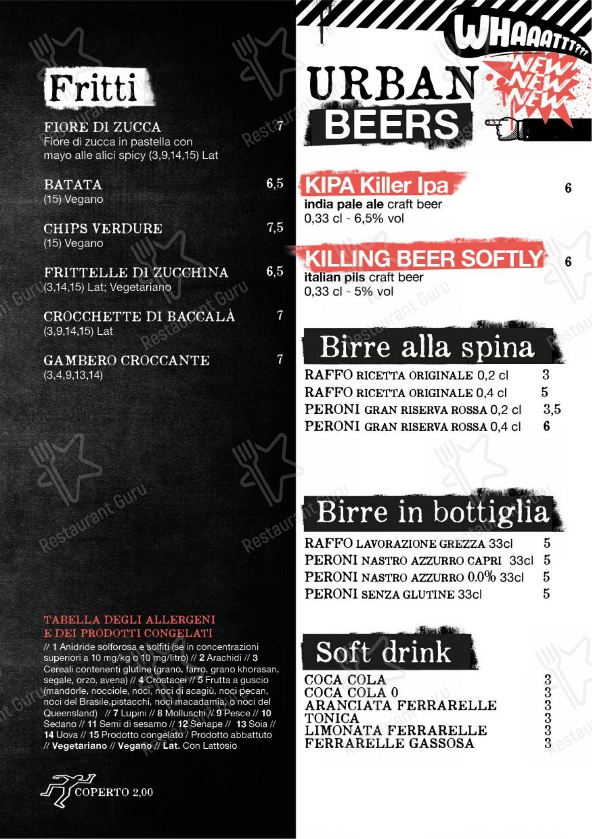 Menu bar per Urban - L'Assassineria Urbana ristorante