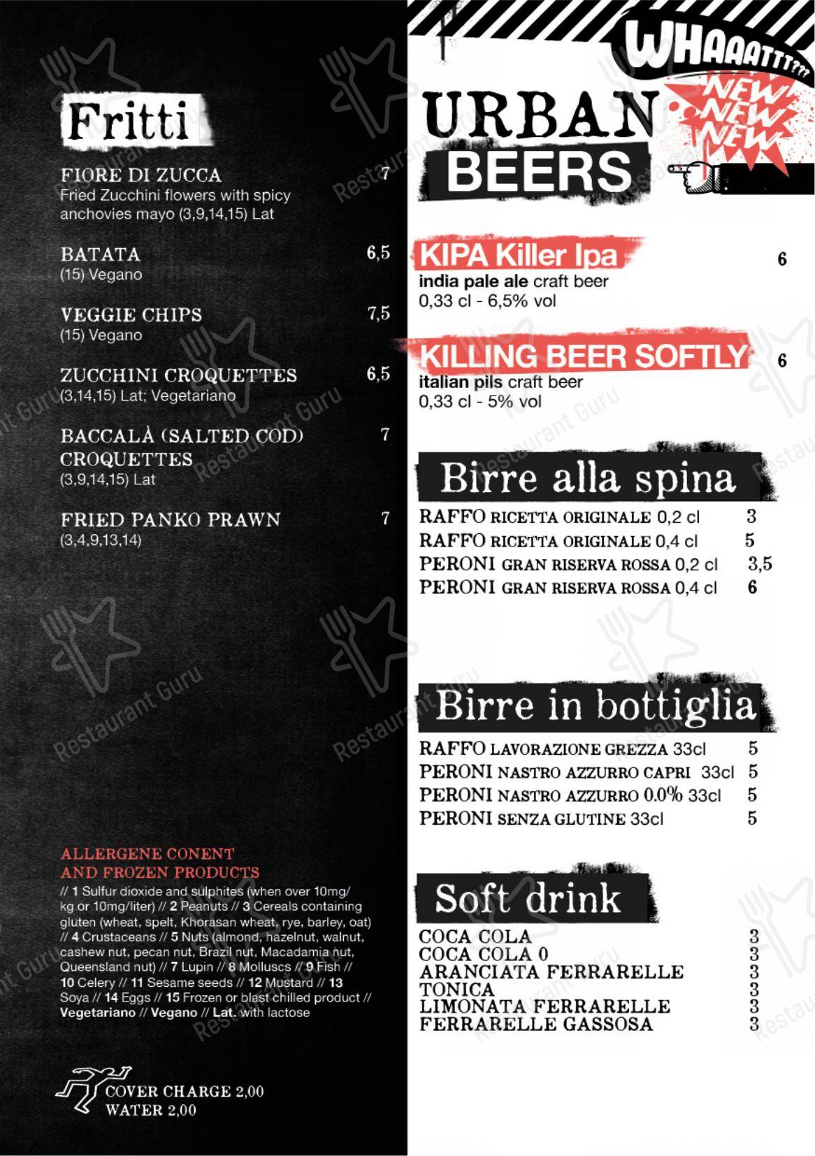 Основное меню per Urban - L'Assassineria Urbana ristorante
