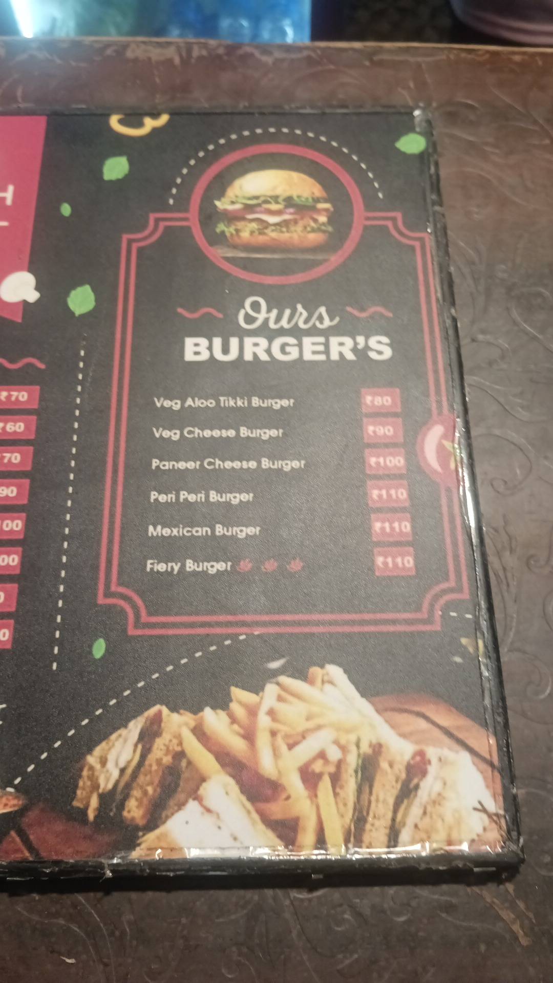 VFC TIRANGA SANDWICH HUB menu