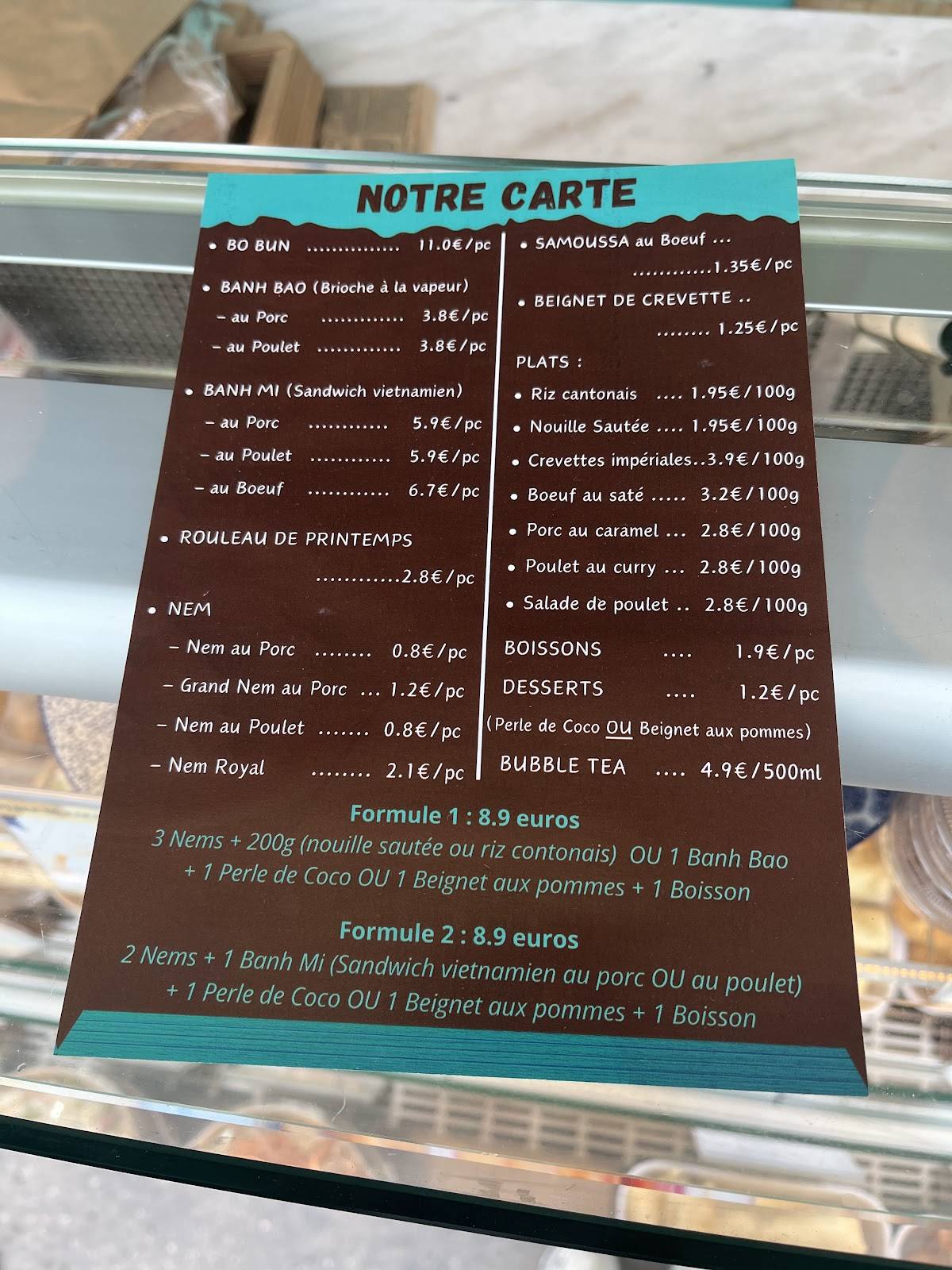 Menu de VIET'S CORNER - Au comptoir de Saïgon