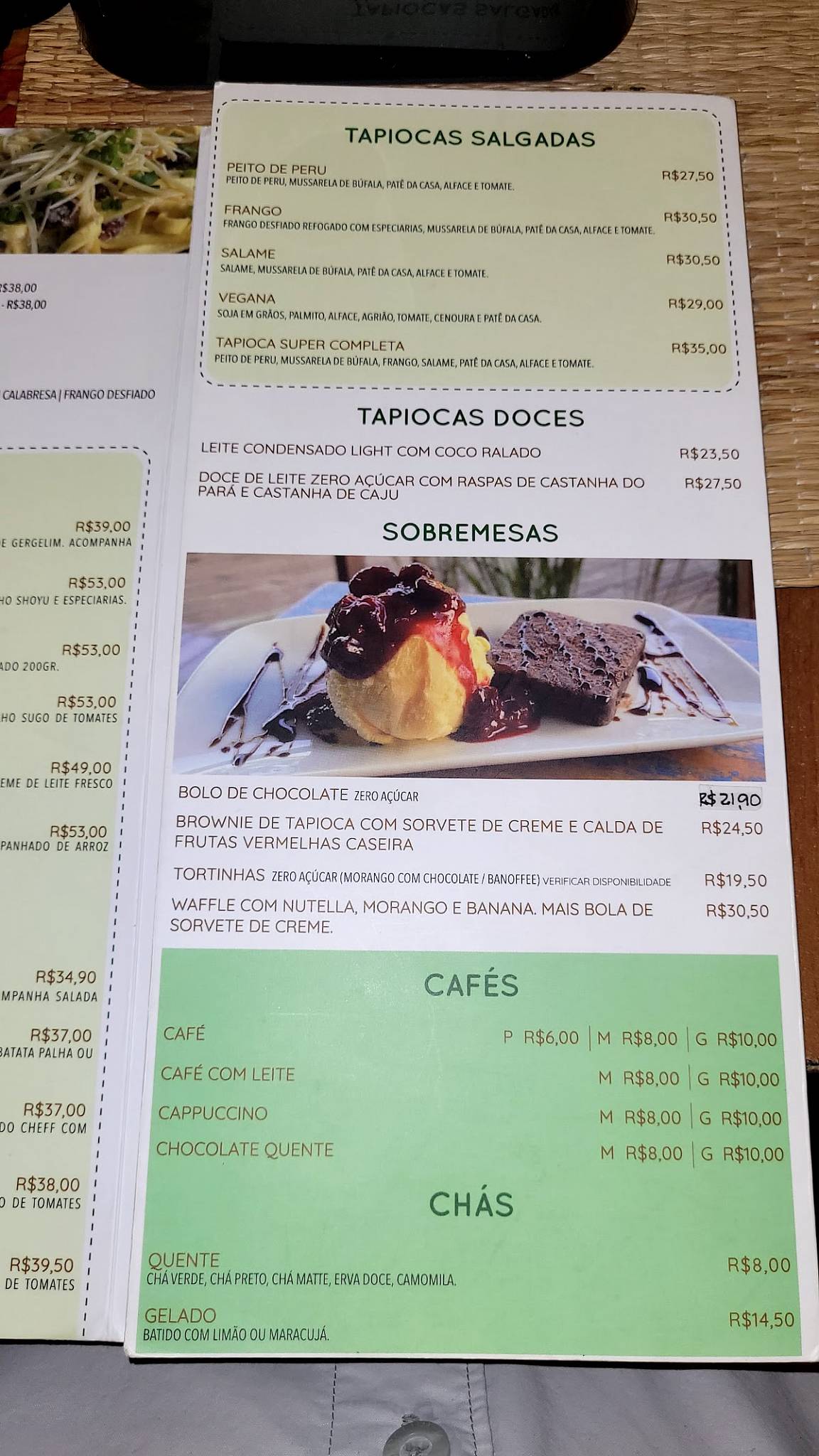 Café Natura cardápio